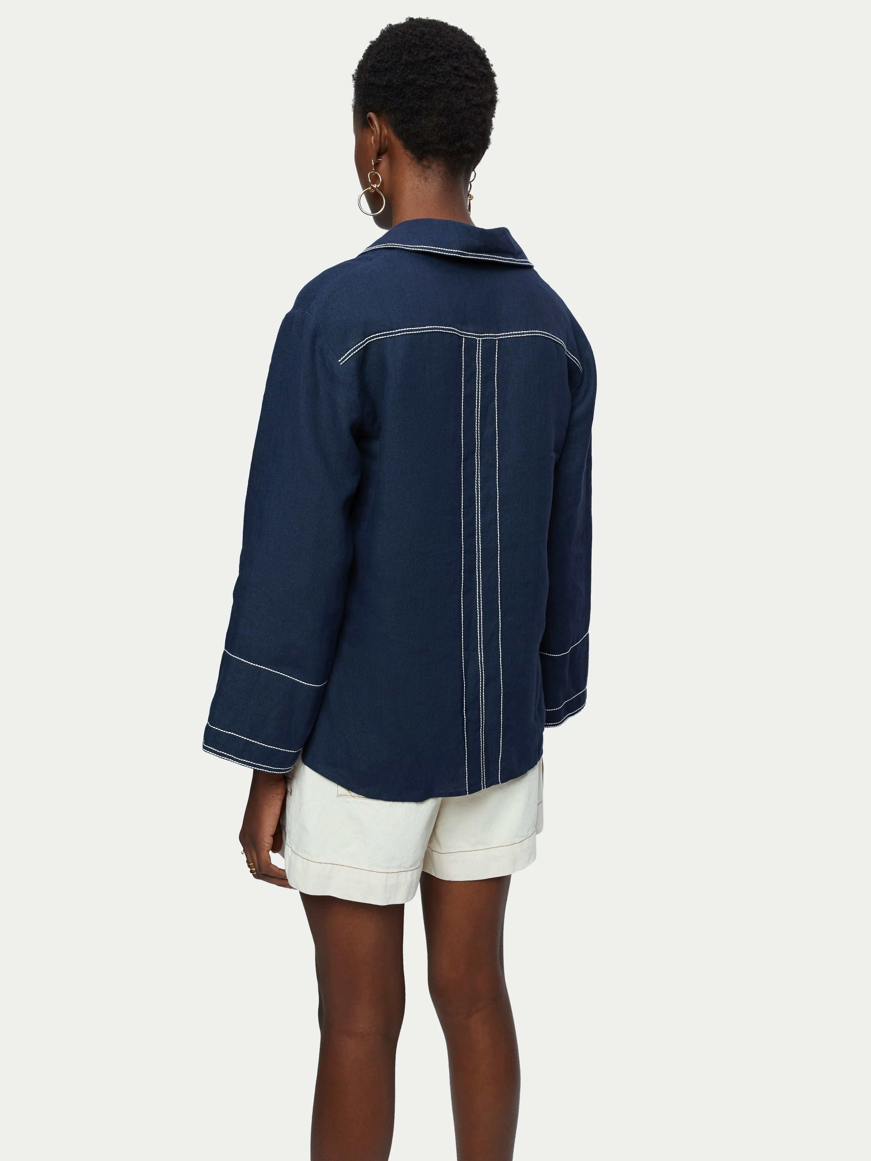 Linen Stitch Tunic Blouse | French Navy sold by Jigsaw product image thumbnail 5