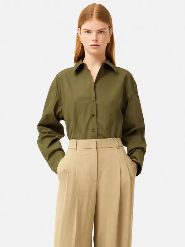 Cotton Poplin Shirt | Khaki sold by Jigsaw