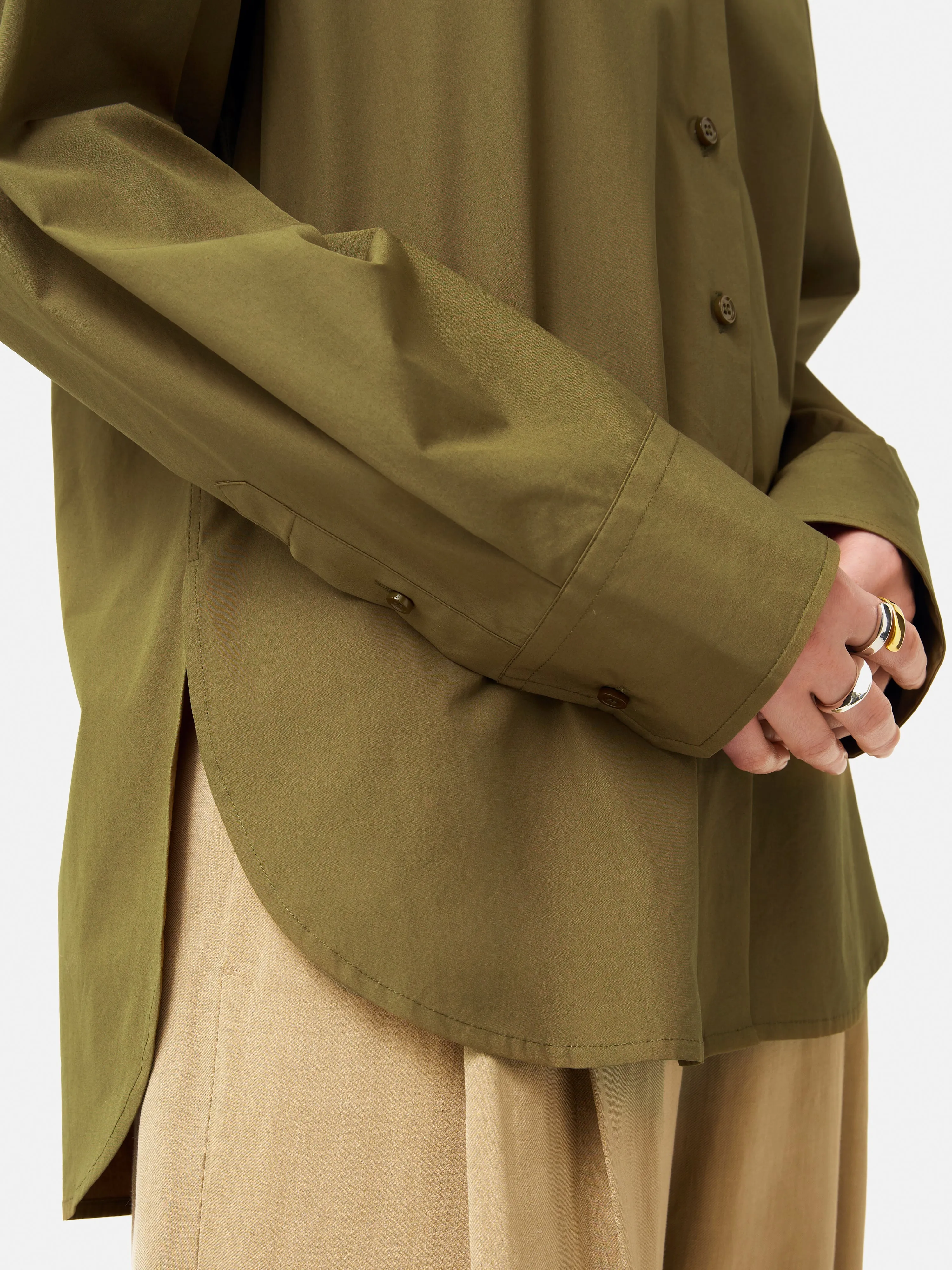 Cotton Poplin Shirt | Khaki sold by Jigsaw product image thumbnail 4