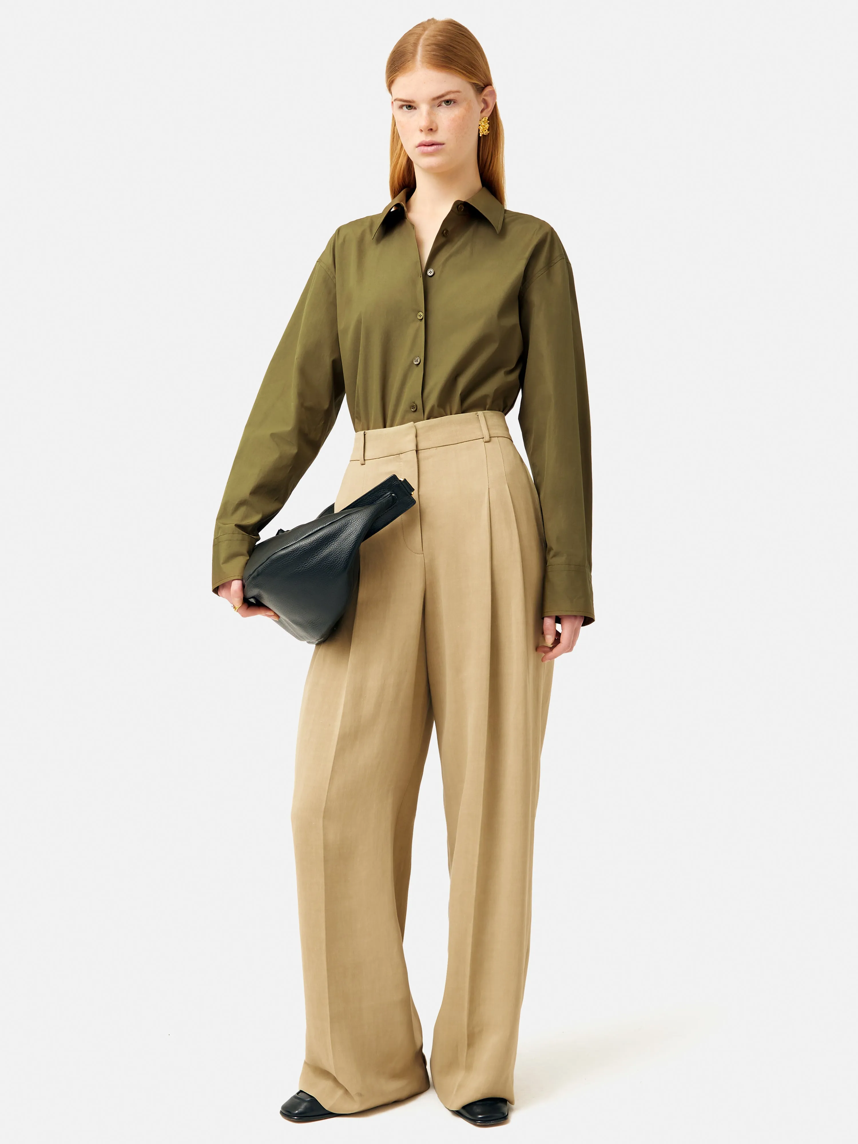 Cotton Poplin Shirt | Khaki sold by Jigsaw product image thumbnail 3