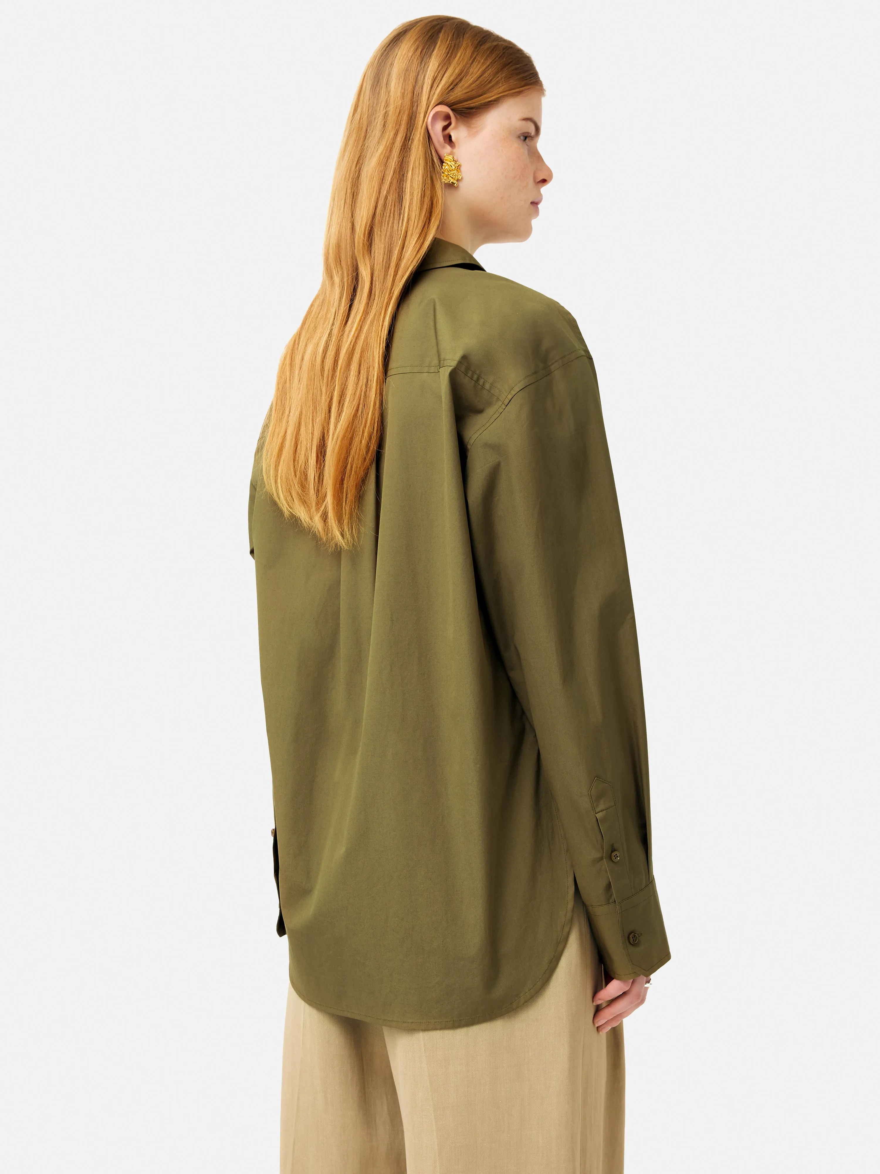 Cotton Poplin Shirt | Khaki sold by Jigsaw product image thumbnail 5