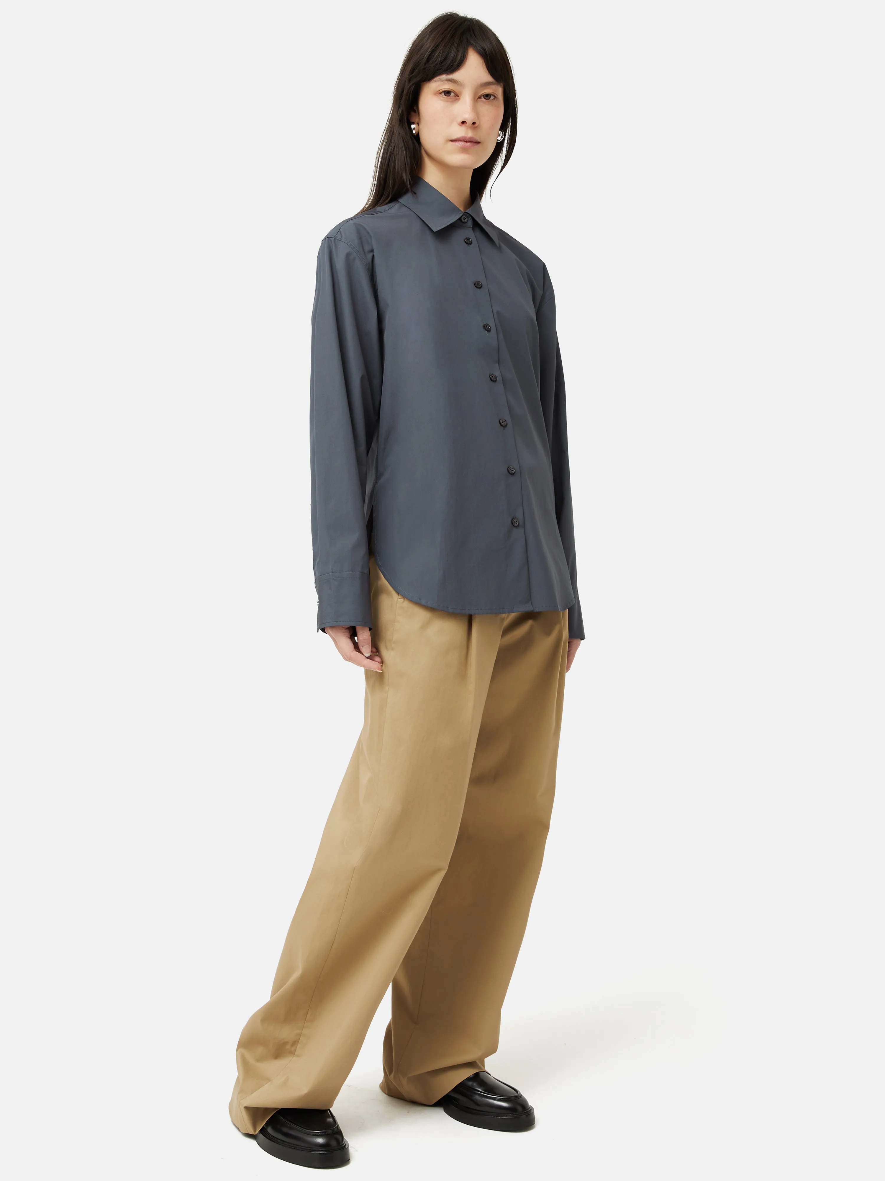 Cotton Poplin Shirt | Navy sold by Jigsaw product image thumbnail 3