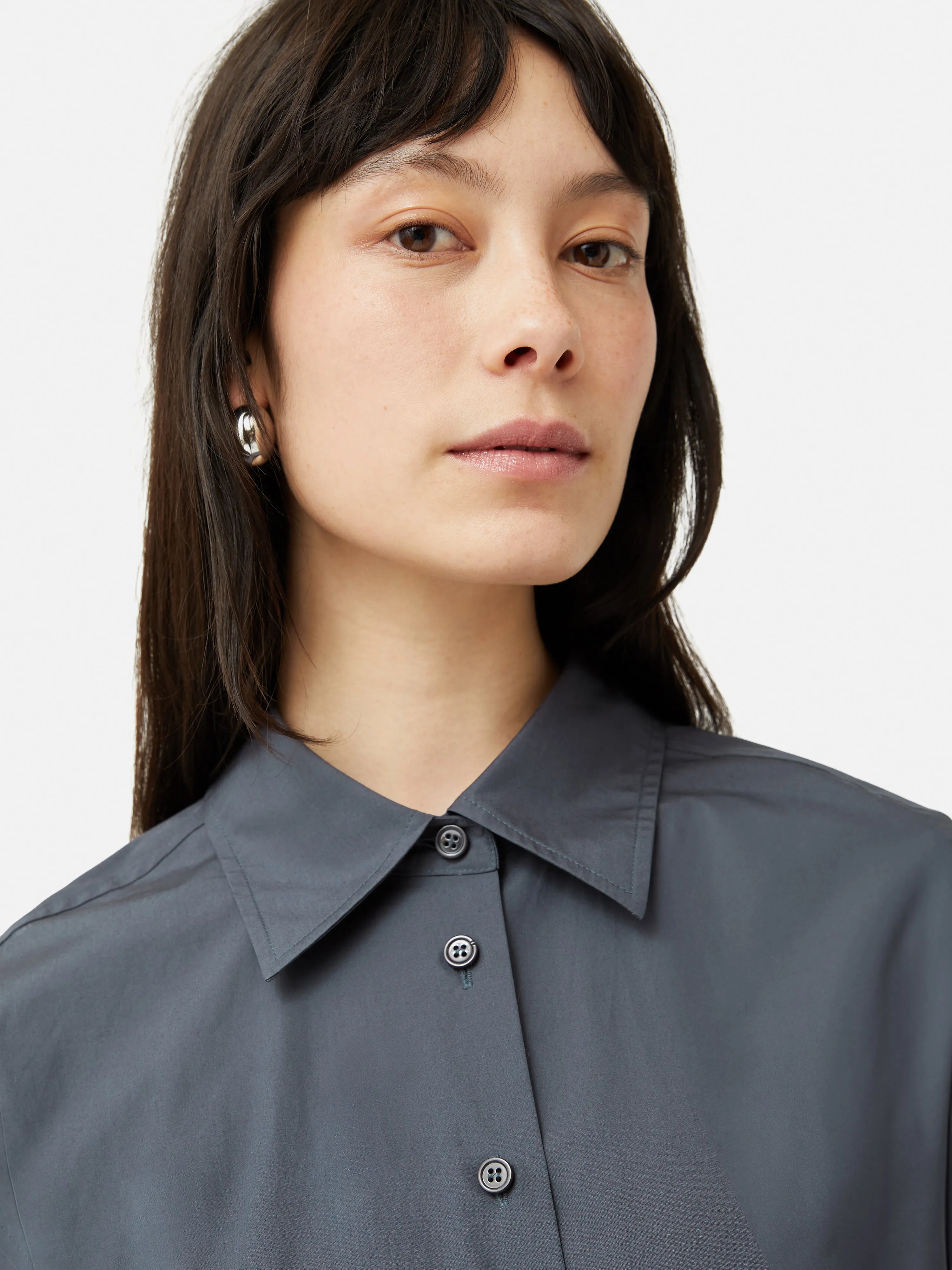 Cotton Poplin Shirt | Navy sold by Jigsaw product image thumbnail 2