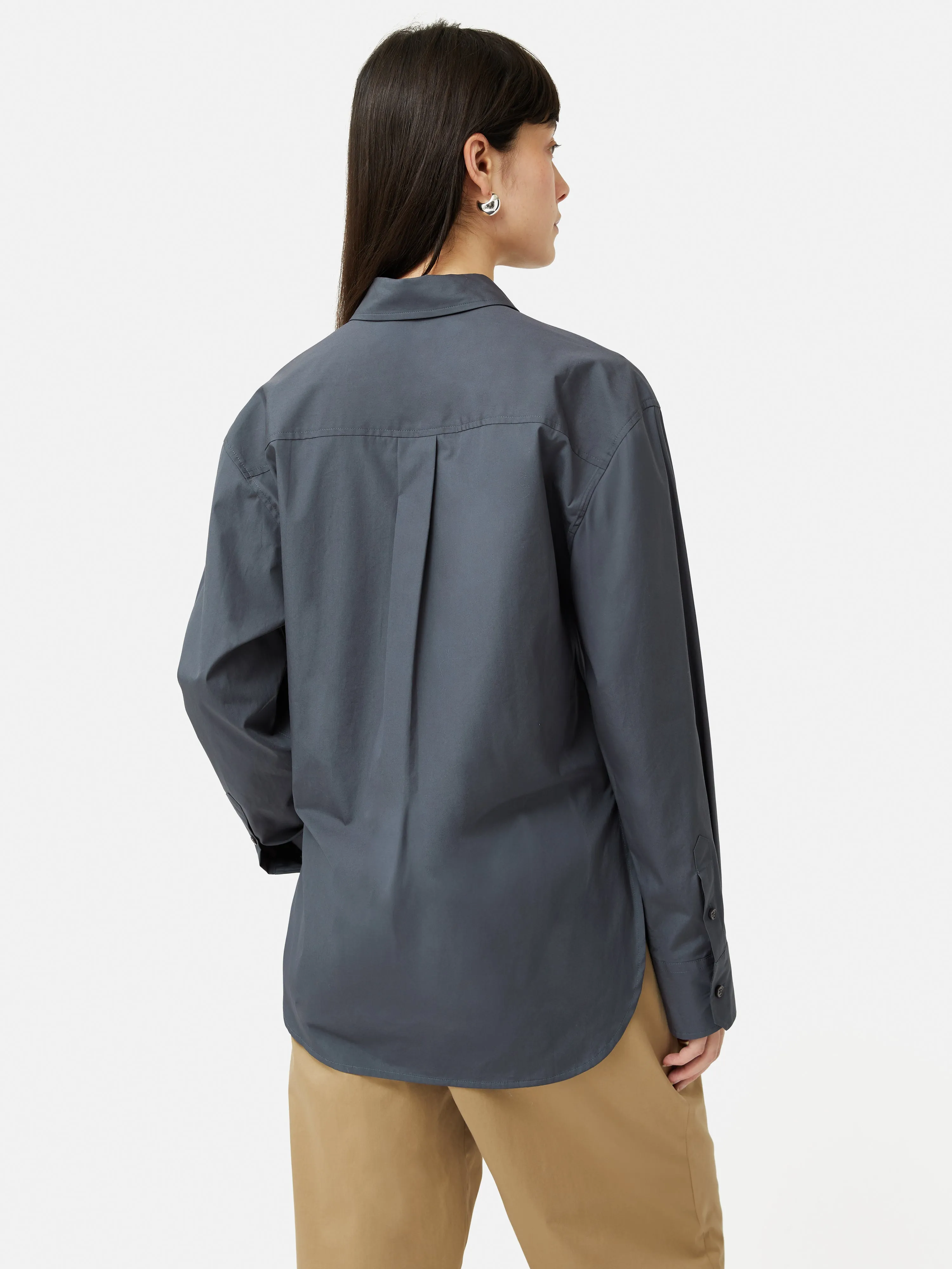 Cotton Poplin Shirt | Navy sold by Jigsaw product image thumbnail 5