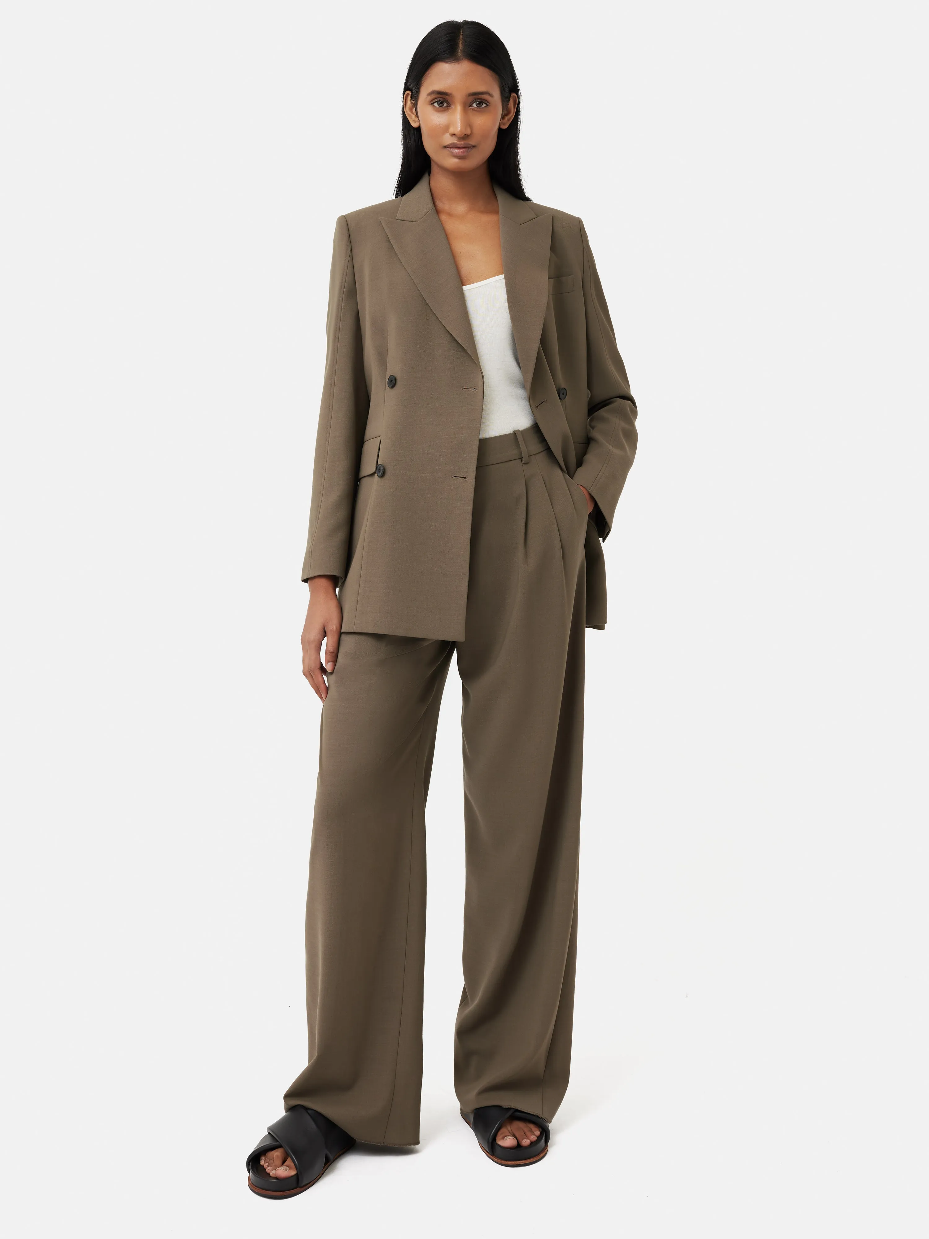 Lawson Slim Double Breasted Jacket | Taupe sold by Jigsaw product image thumbnail 3