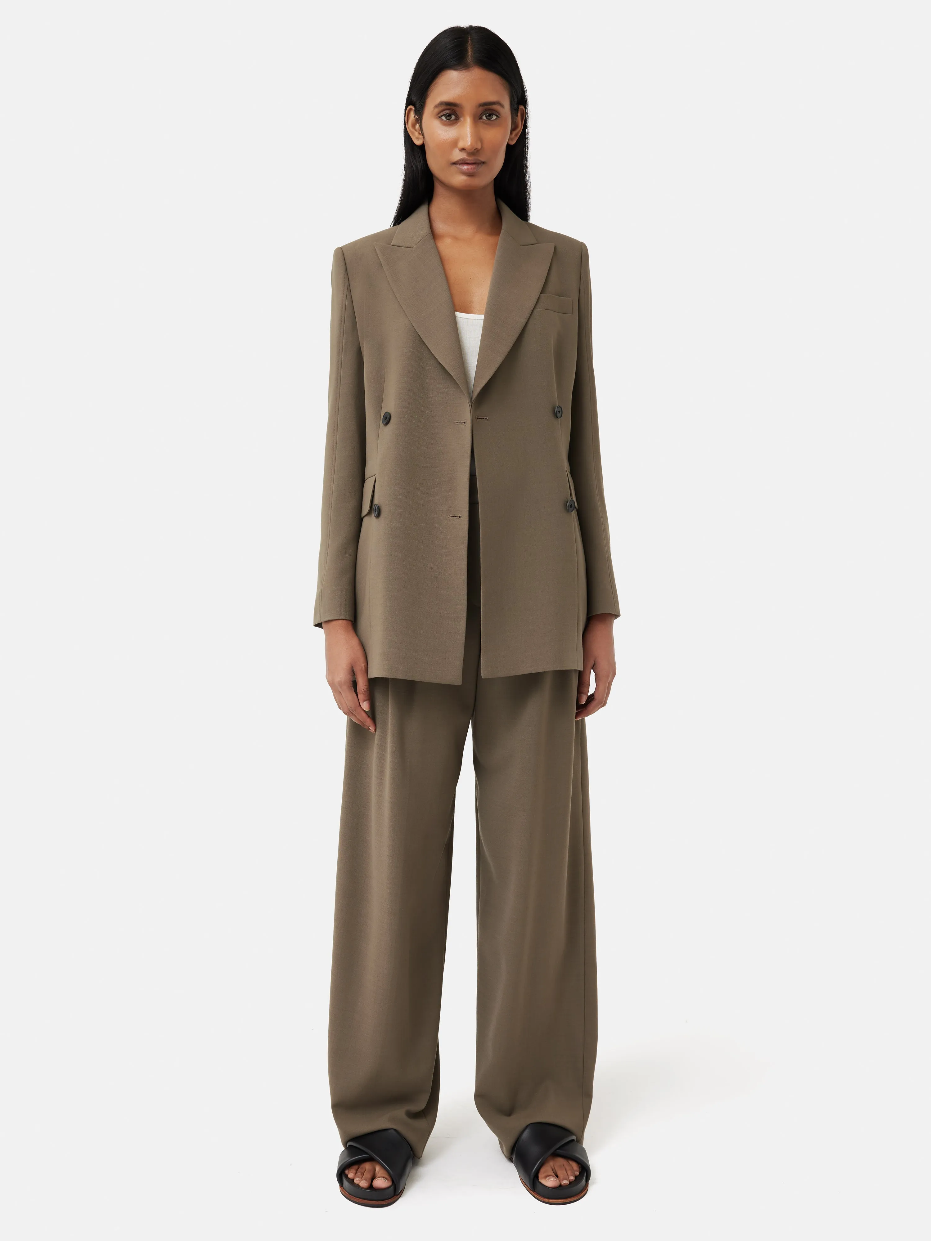 Lawson Slim Double Breasted Jacket | Taupe sold by Jigsaw product image thumbnail 5