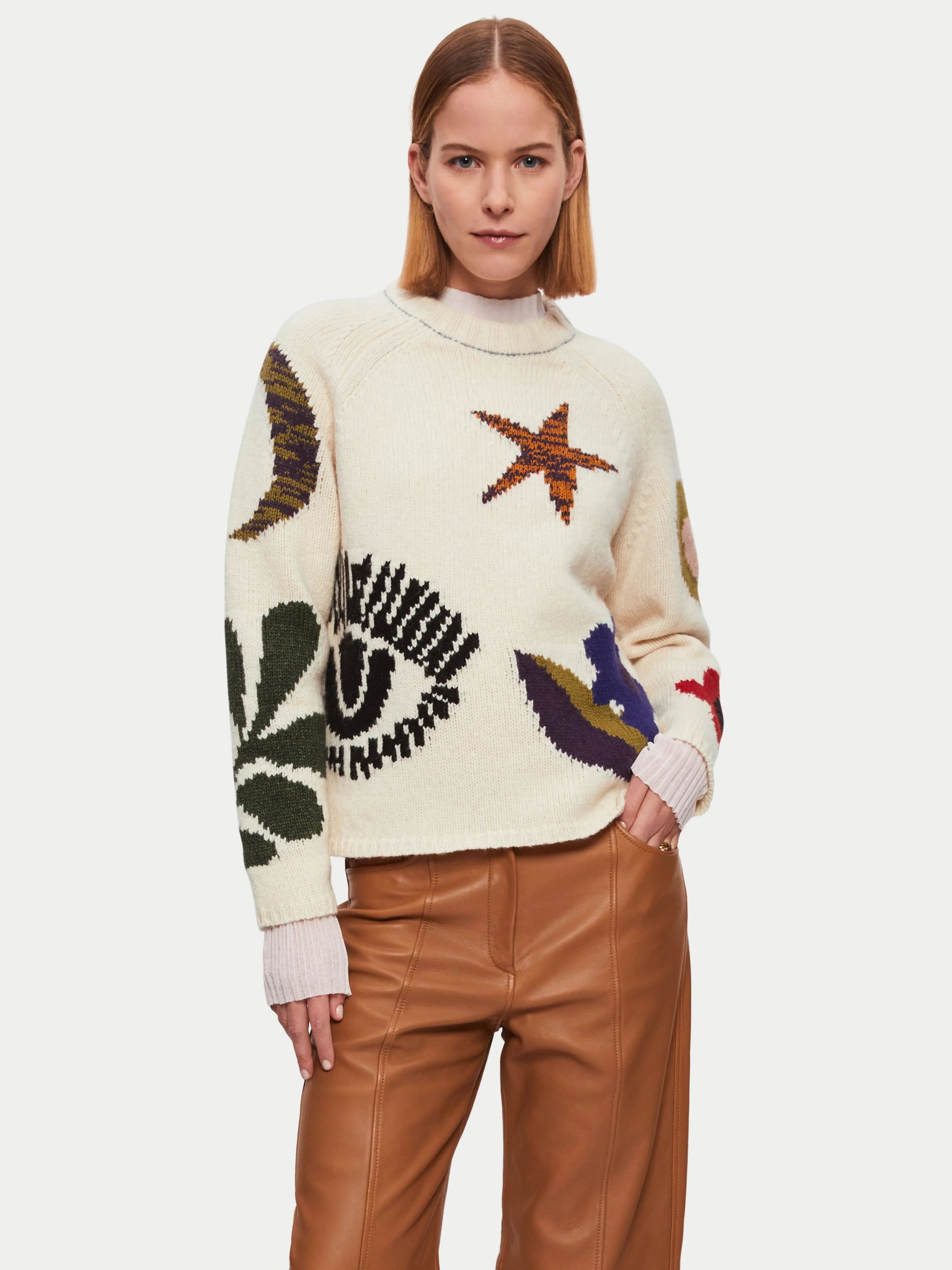 Intarsia Crew Neck Jumper | Multi sold by Jigsaw
