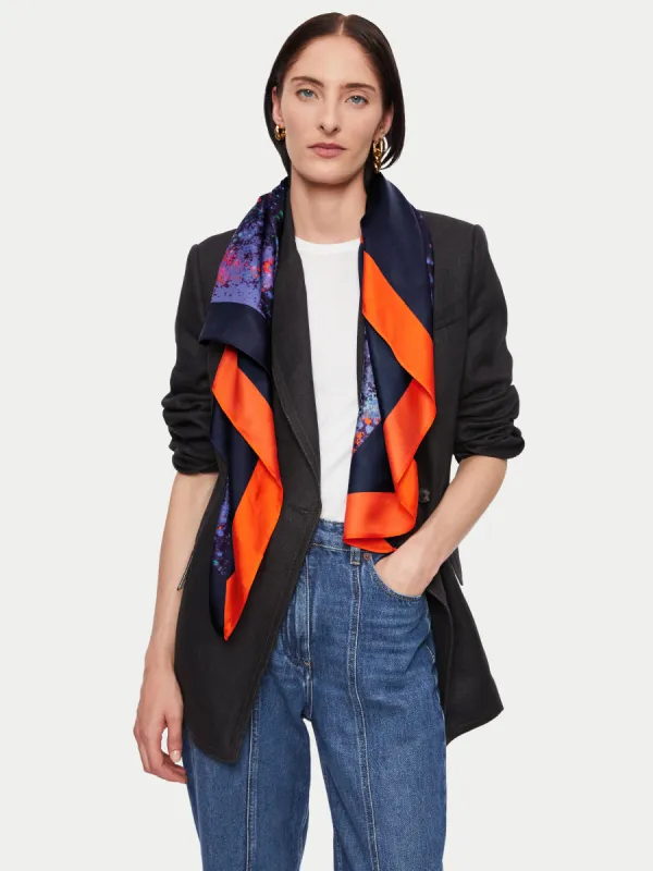 Paint Drops Silk Twill Scarf | Blue sold by Jigsaw