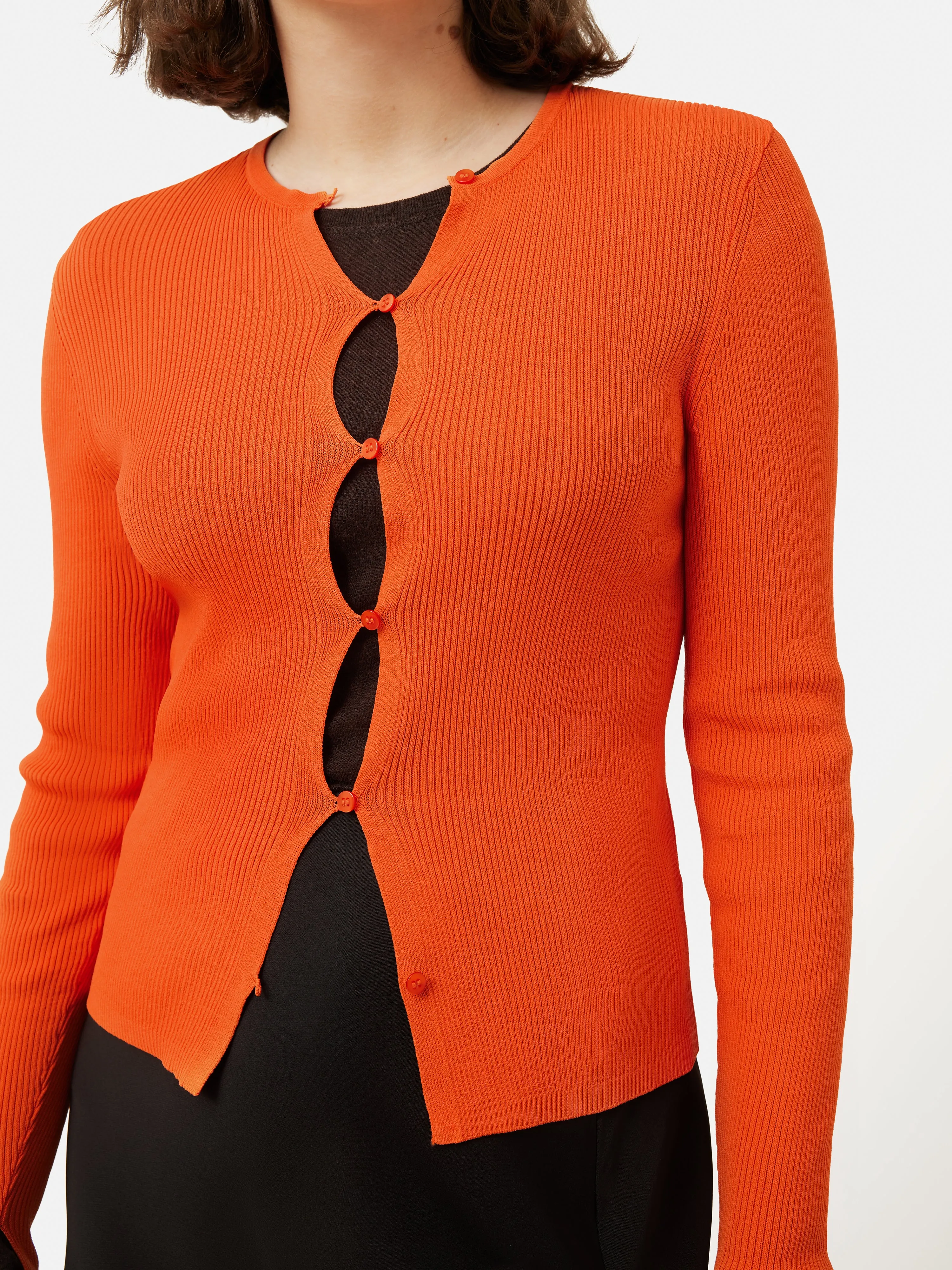 Cropped Crew Neck Cardigan | Orange sold by Jigsaw product image thumbnail 2