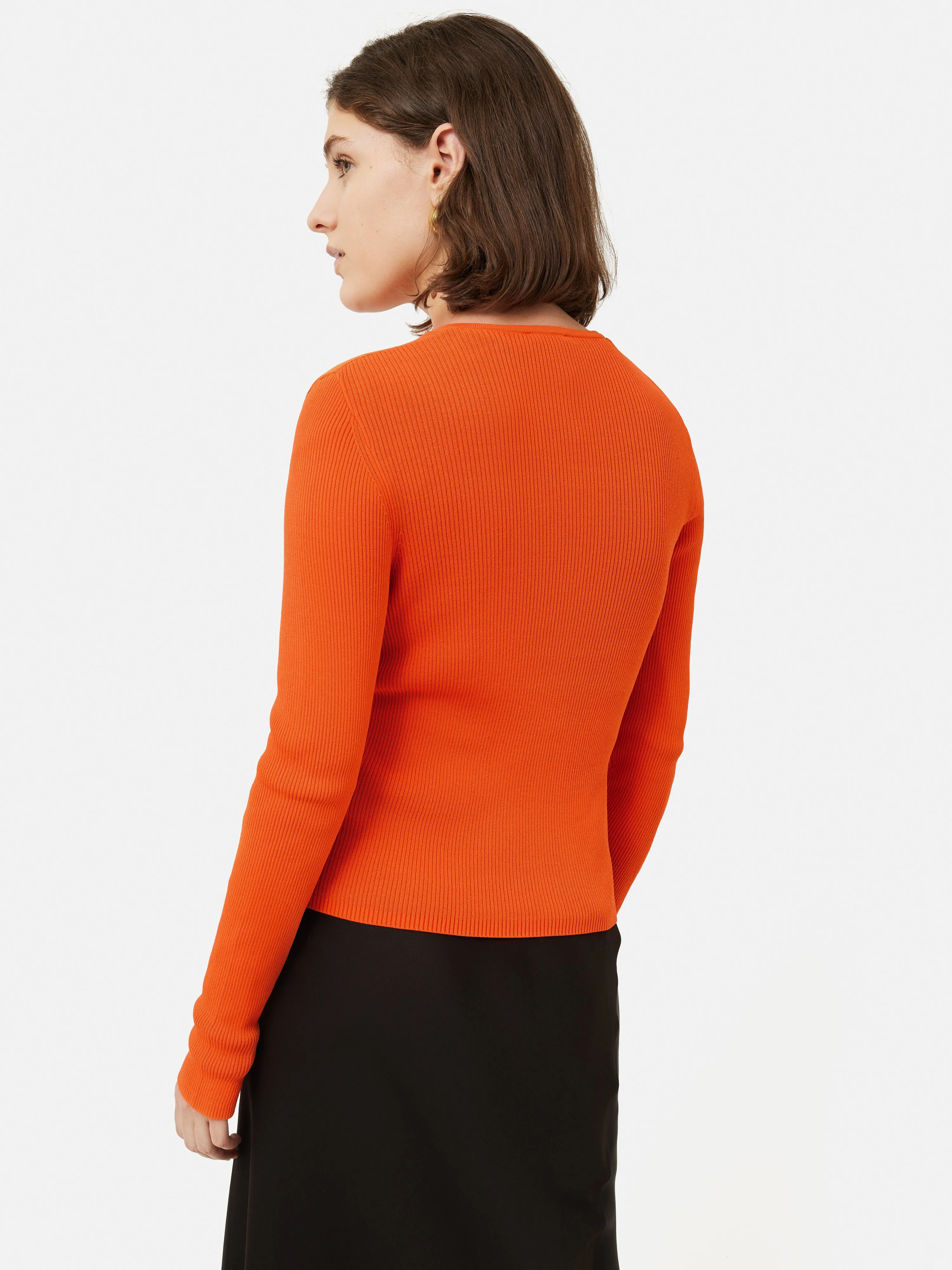 Cropped Crew Neck Cardigan | Orange sold by Jigsaw product image thumbnail 5