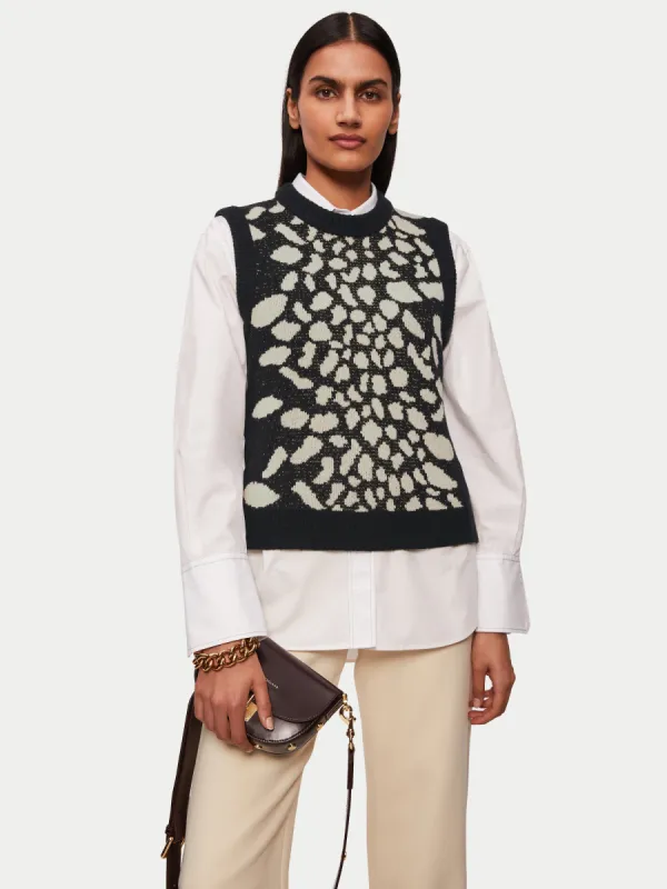 Leopard Jacquard Knit Tank | Monochrome sold by Jigsaw