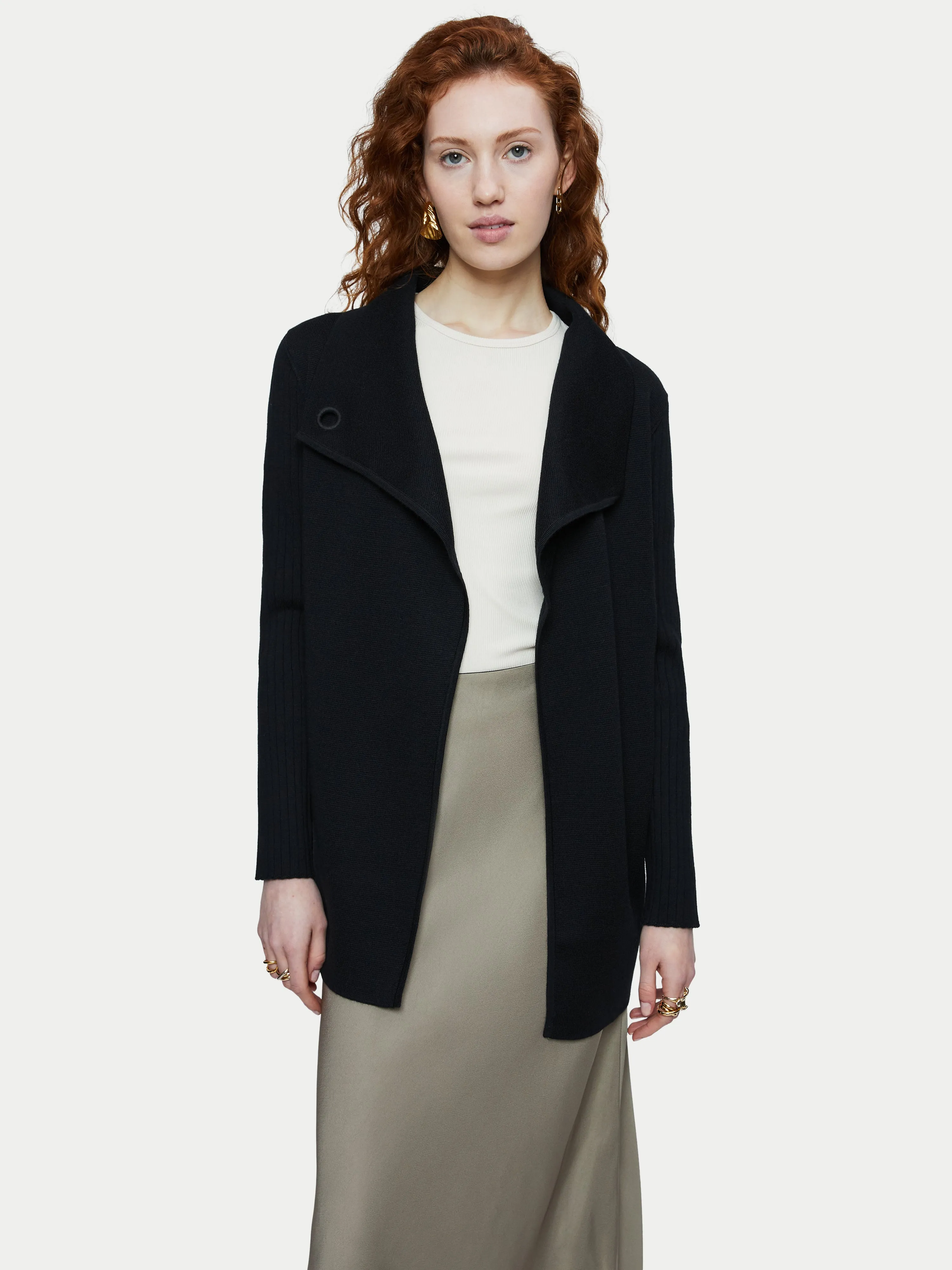 Milano Ring Cardigan | Black sold by Jigsaw