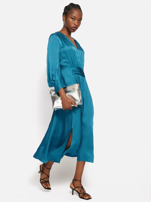 Hammered Satin Midi Dress | Blue sold by Jigsaw
