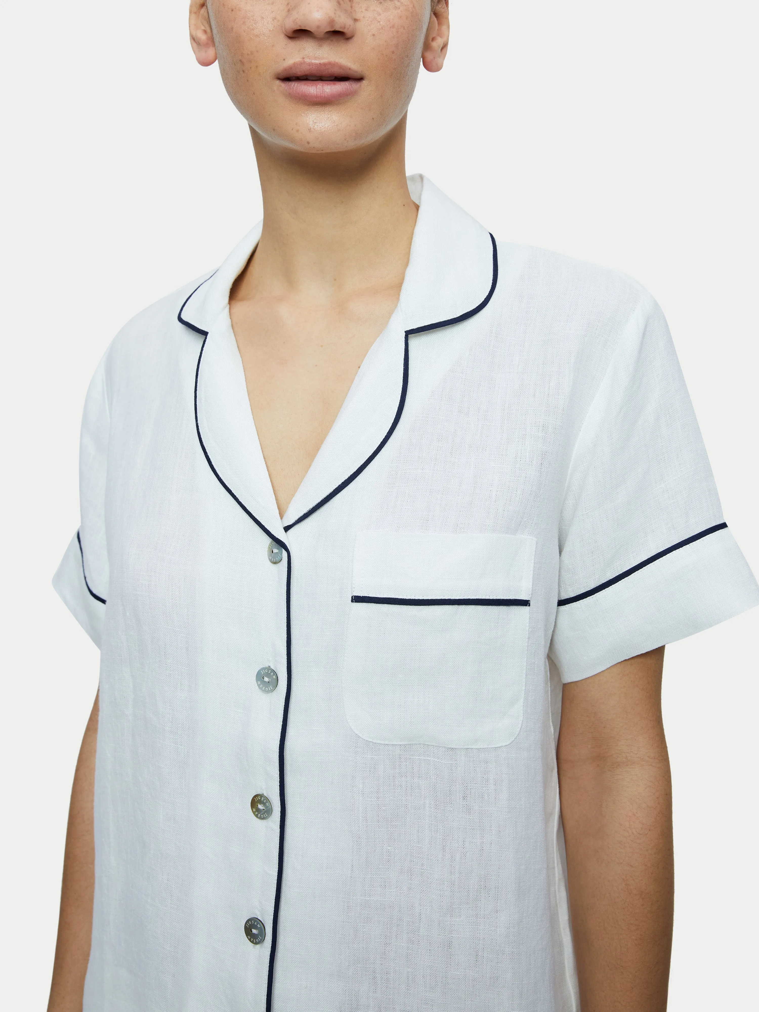 Linen Short Pyjama | White sold by Jigsaw product image thumbnail 2