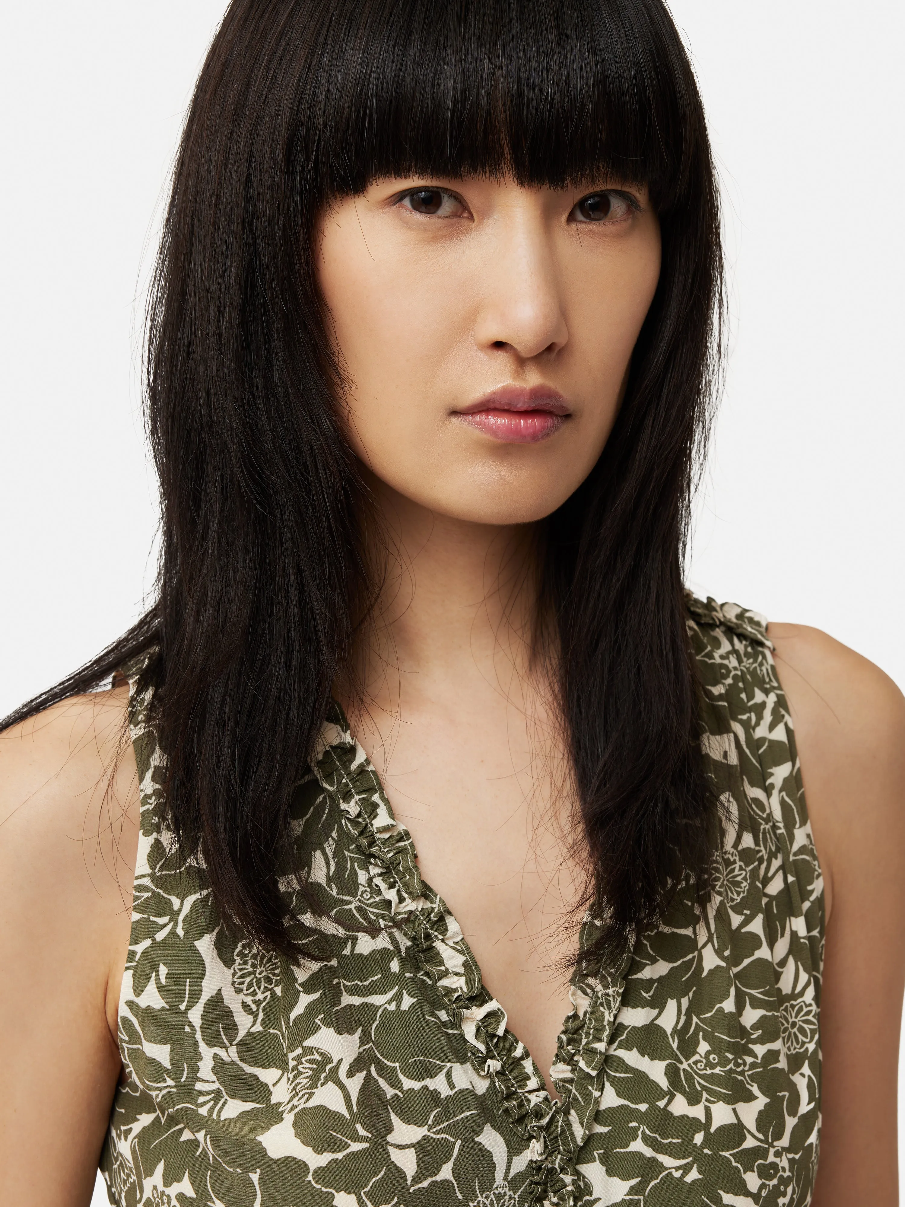 Shadow Leaf Sleeveless Dress | Khaki sold by Jigsaw product image thumbnail 2