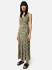 Shadow Leaf Sleeveless Dress | Khaki sold by Jigsaw
