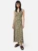 Shadow Leaf Sleeveless Dress | Khaki sold by Jigsaw