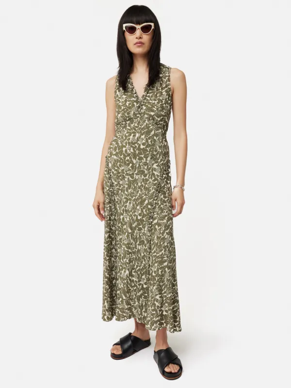 Shadow Leaf Sleeveless Dress | Khaki sold by Jigsaw