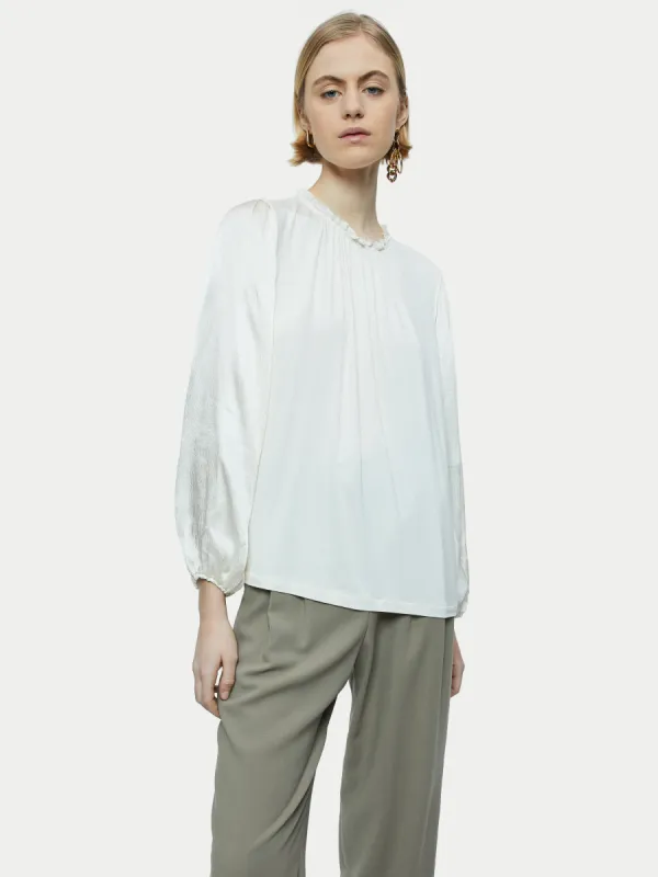 Hammered Satin Sleeve Top | Cream sold by Jigsaw