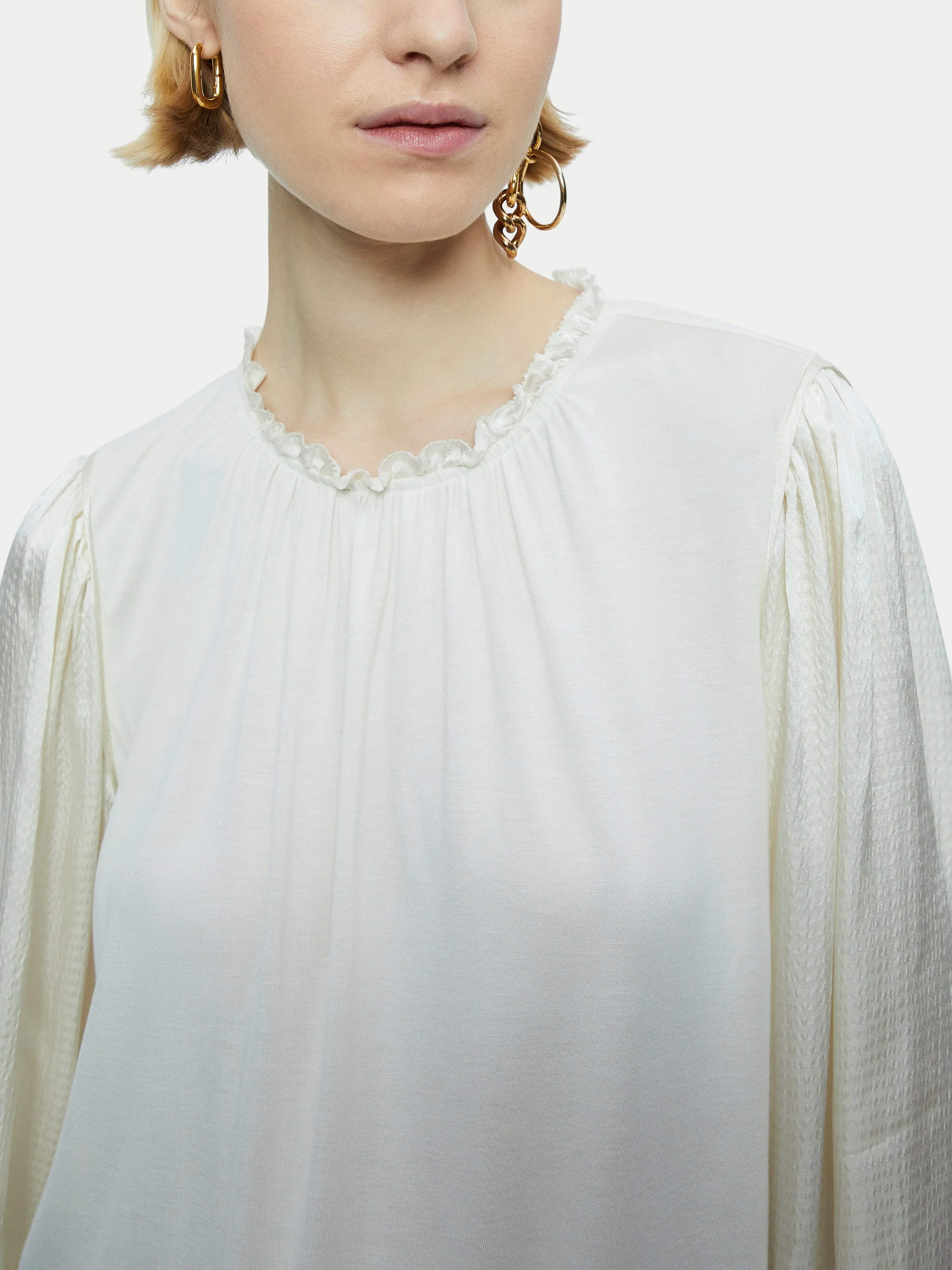 Hammered Satin Sleeve Top | Cream sold by Jigsaw product image thumbnail 2