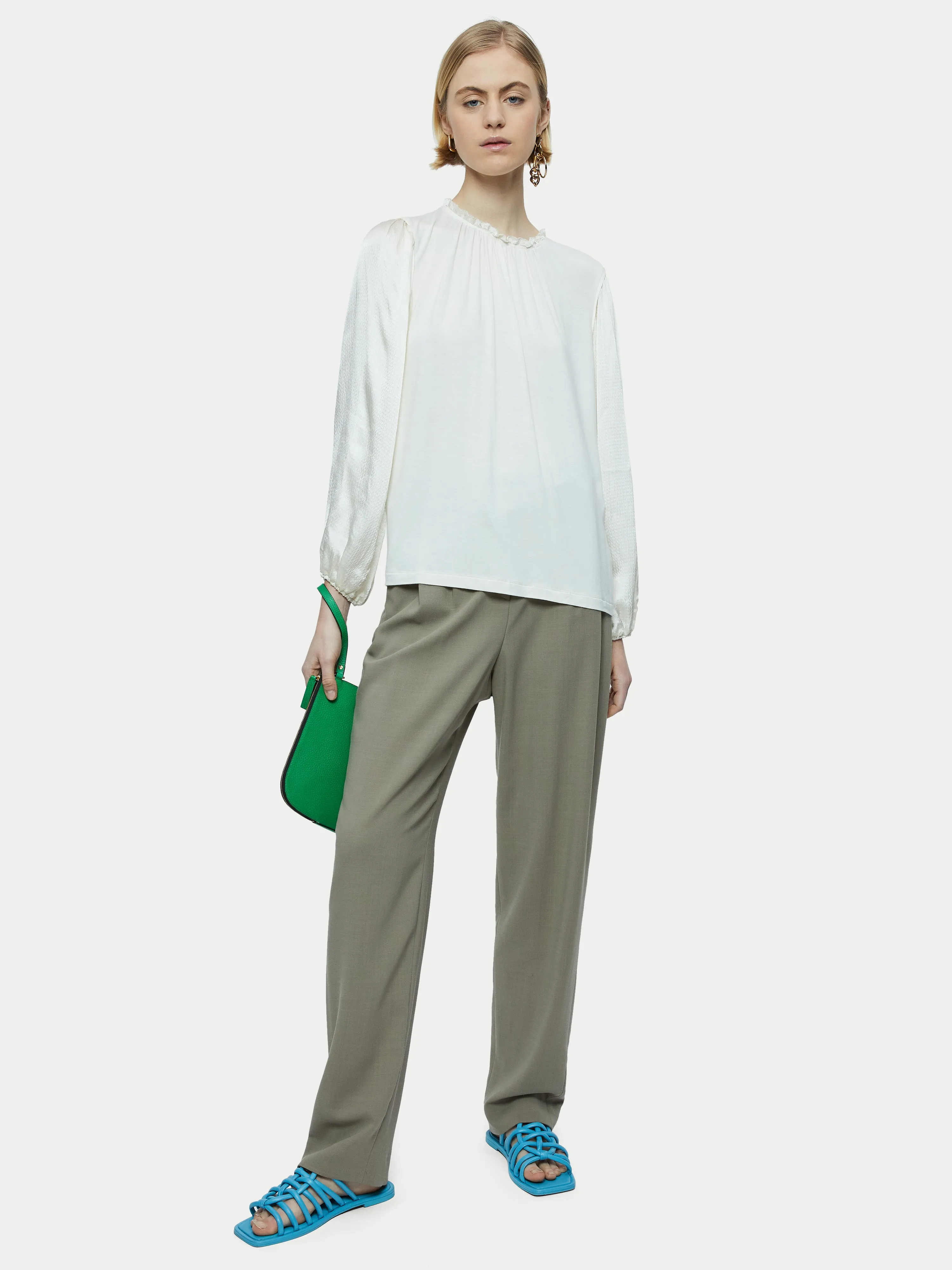 Hammered Satin Sleeve Top | Cream sold by Jigsaw product image thumbnail 3