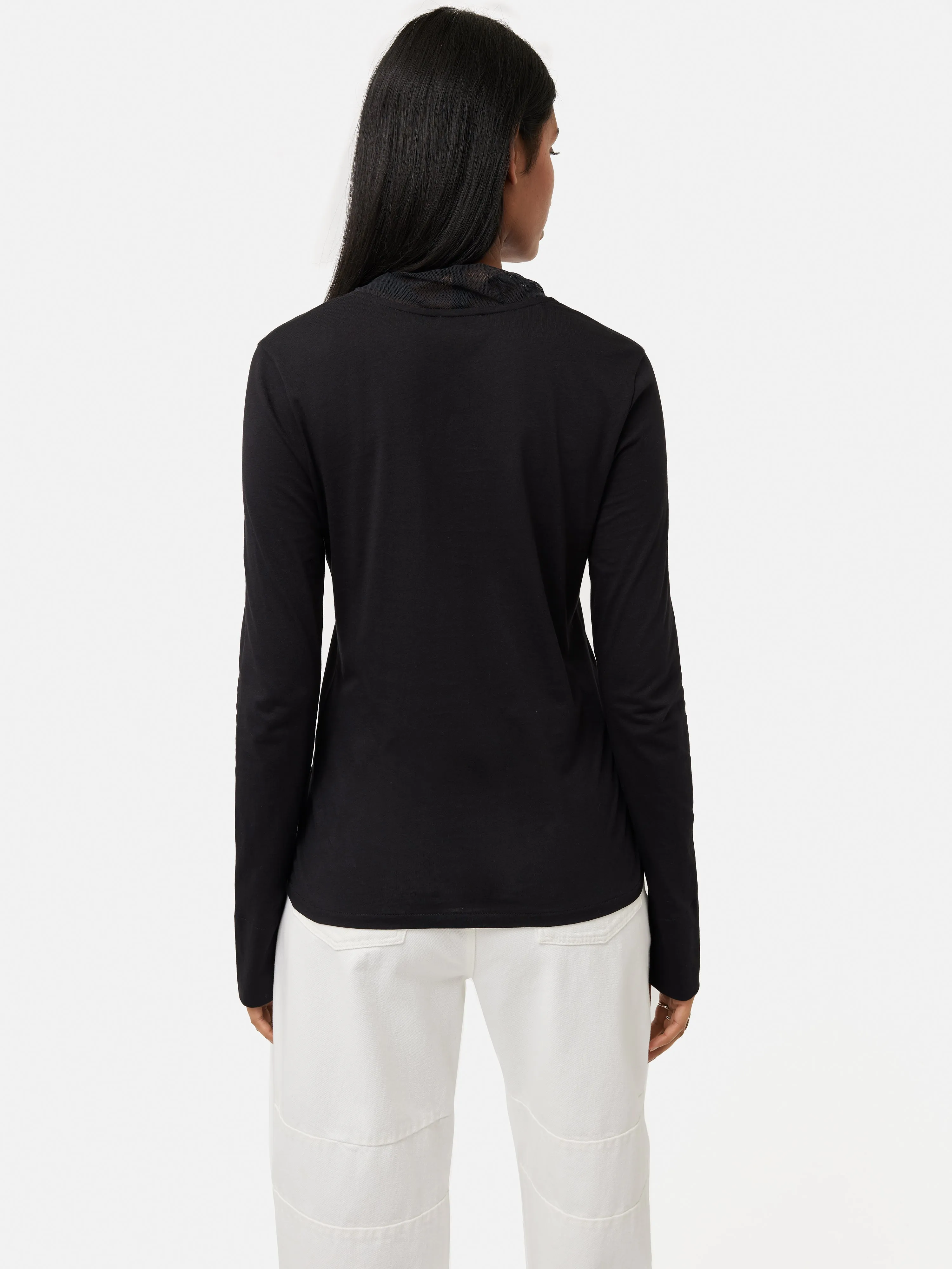 Tulle Trim Long Sleeve Top | Black sold by Jigsaw product image thumbnail 5