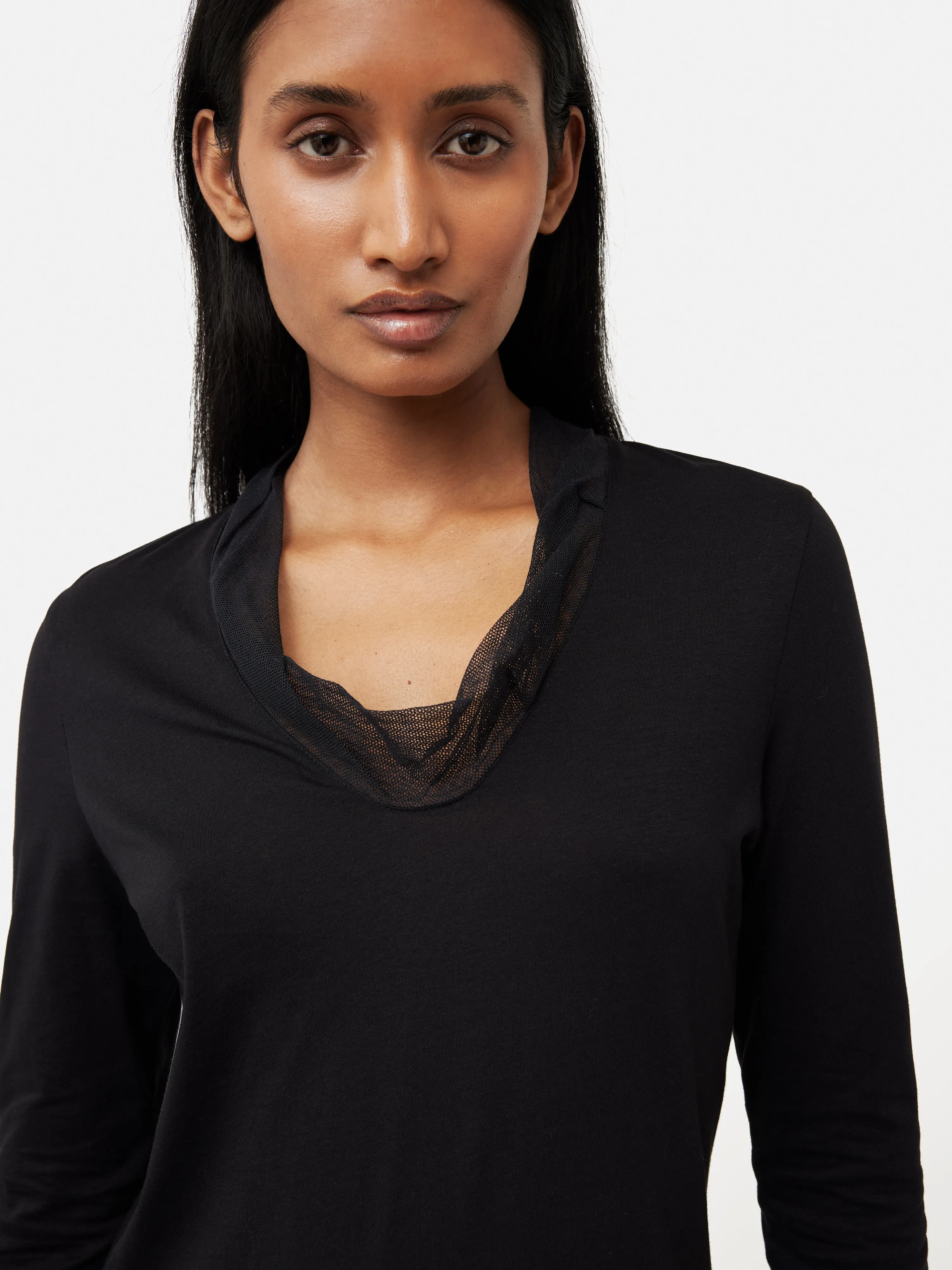 Tulle Trim Long Sleeve Top | Black sold by Jigsaw product image thumbnail 2