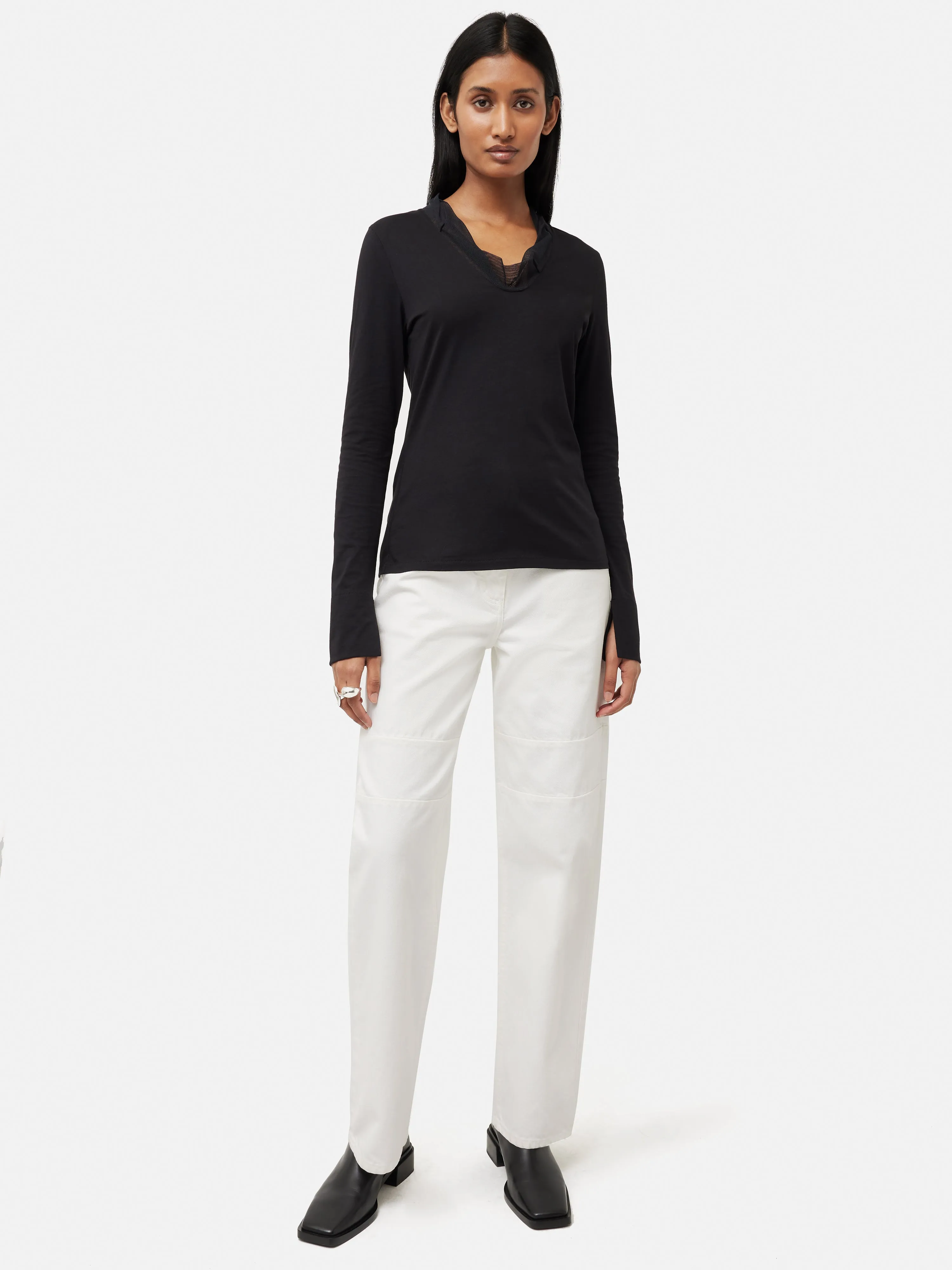 Tulle Trim Long Sleeve Top | Black sold by Jigsaw product image thumbnail 3