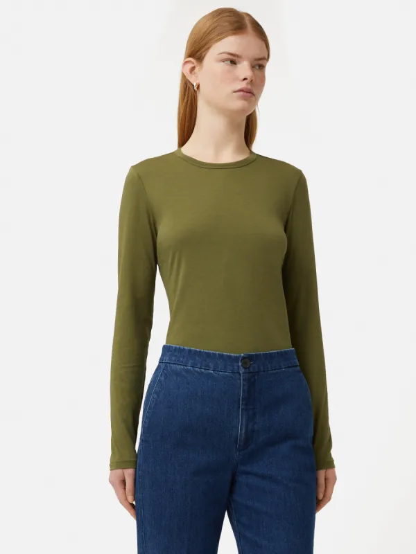 Supima Cotton Long Sleeve Tee | Khaki sold by Jigsaw