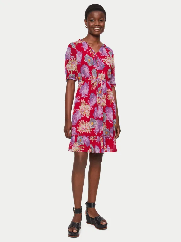 Eternal Bloom Crinkle Dress | Red sold by Jigsaw