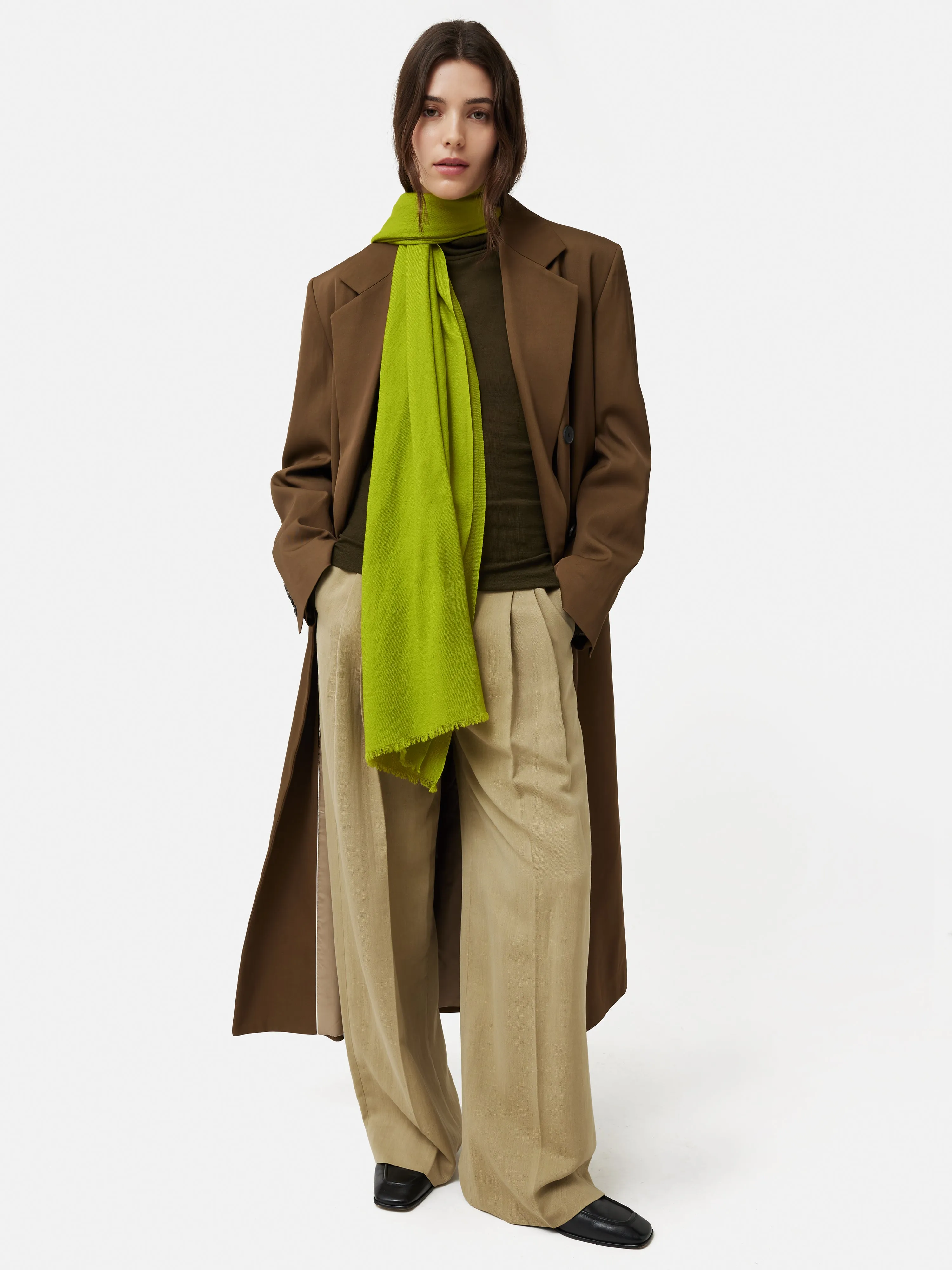 Wool Silk Pashmina | Lime sold by Jigsaw product image thumbnail 2