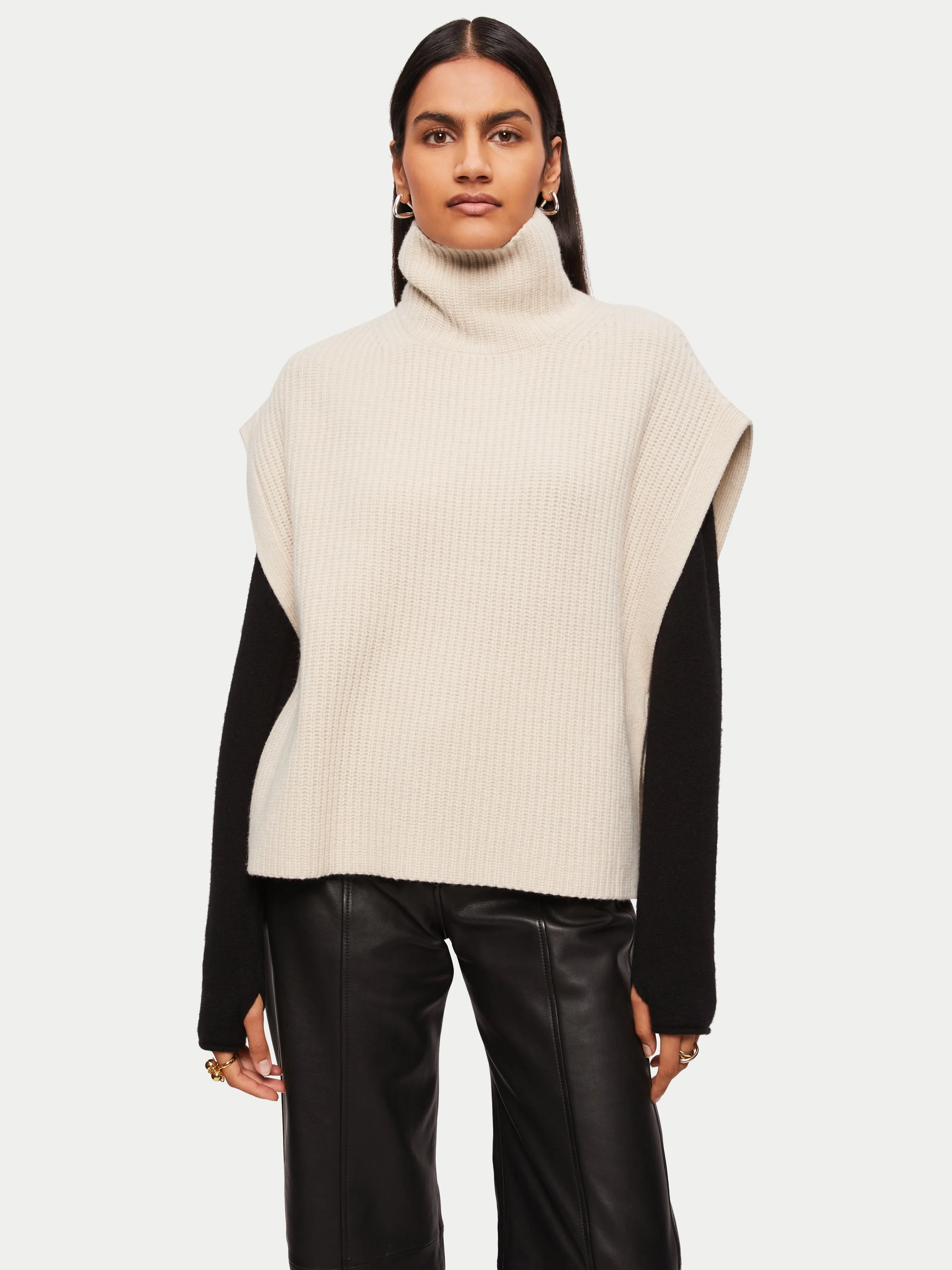 Merino Rib Side Tie Tabard | Cream sold by Jigsaw