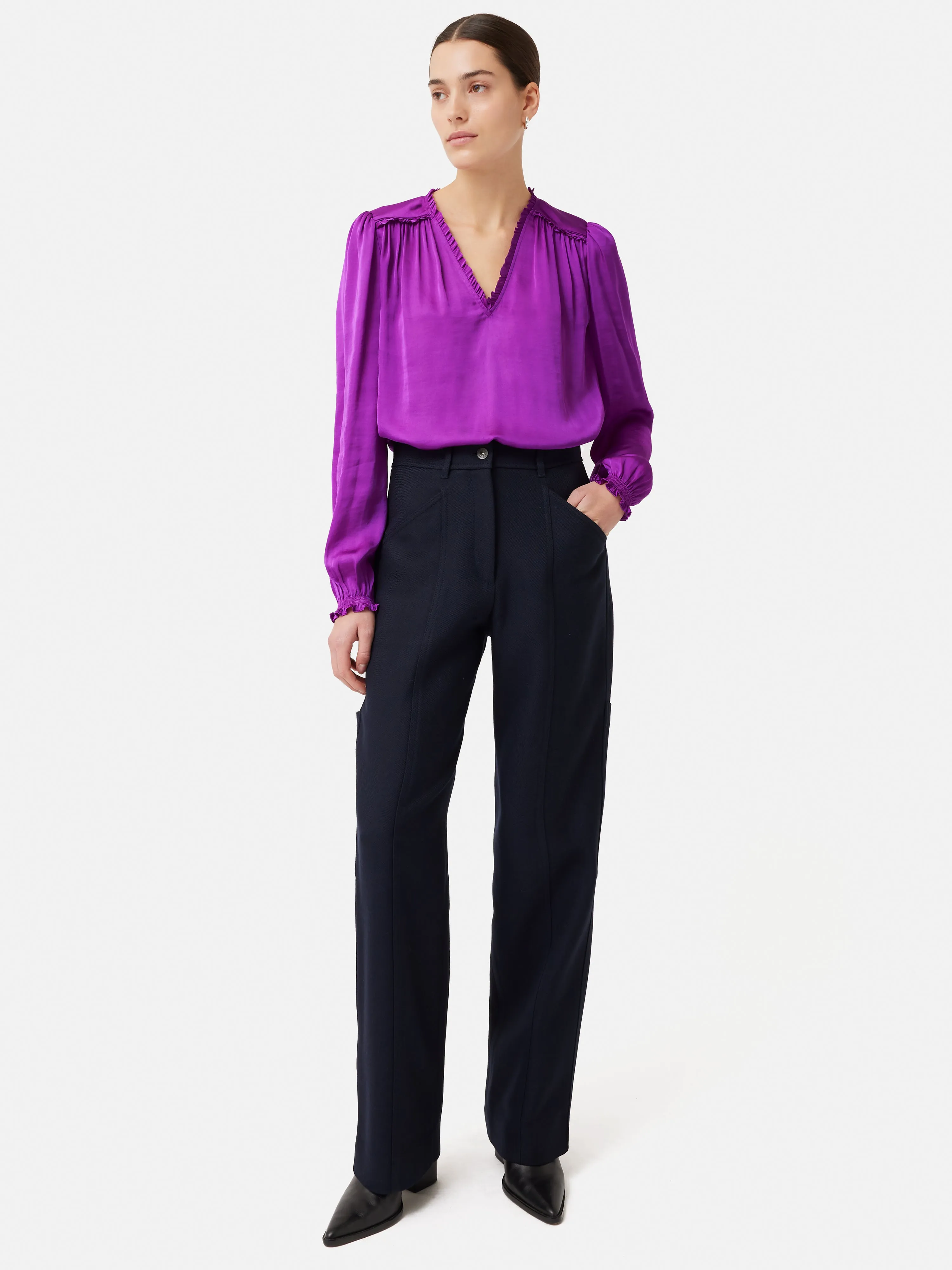Recycled Satin V Neck Top | Purple sold by Jigsaw product image thumbnail 3