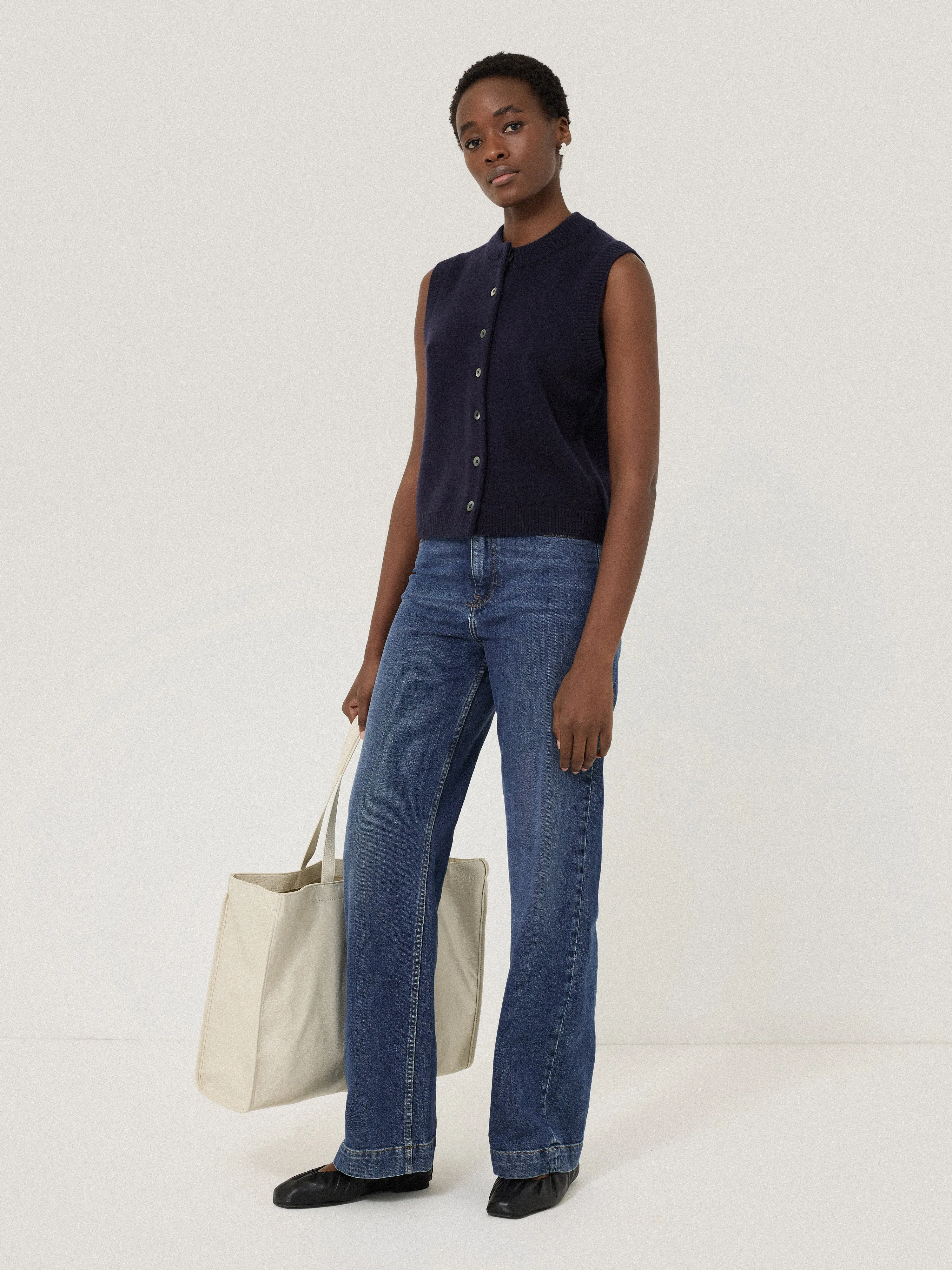 Wool Cashmere Blend Waistcoat | Navy sold by Jigsaw product image thumbnail 3