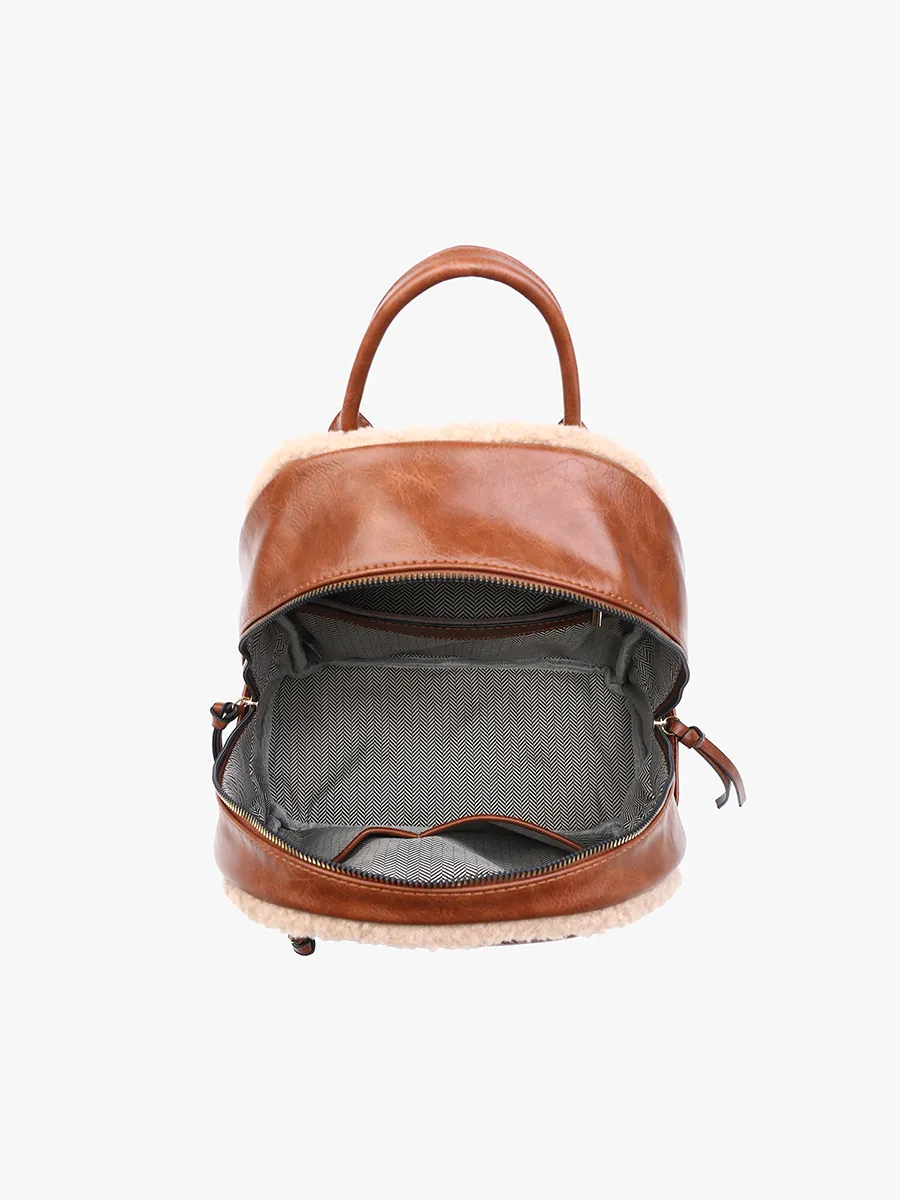 Bria Vegan Sherpa Trim Backpack sold by Jen & Co. product image thumbnail 4