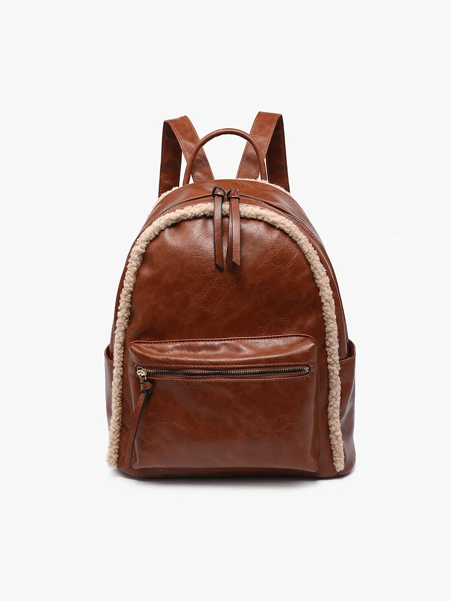 Bria Vegan Sherpa Trim Backpack sold by Jen & Co.