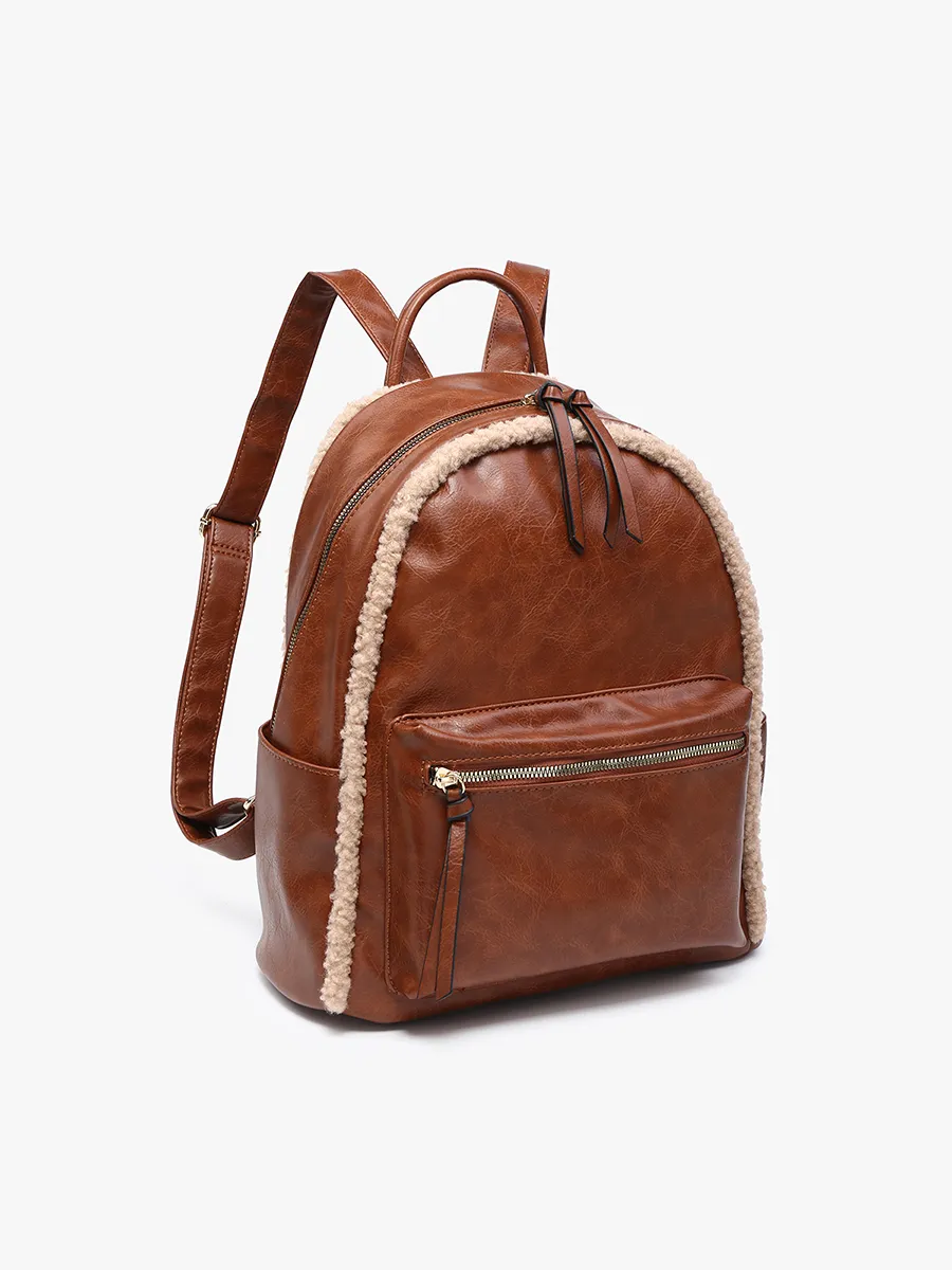 Bria Vegan Sherpa Trim Backpack sold by Jen & Co. product image thumbnail 2