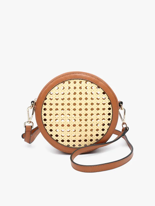 Frances Vegan Rattan Circ Crossbody sold by Jen & Co.