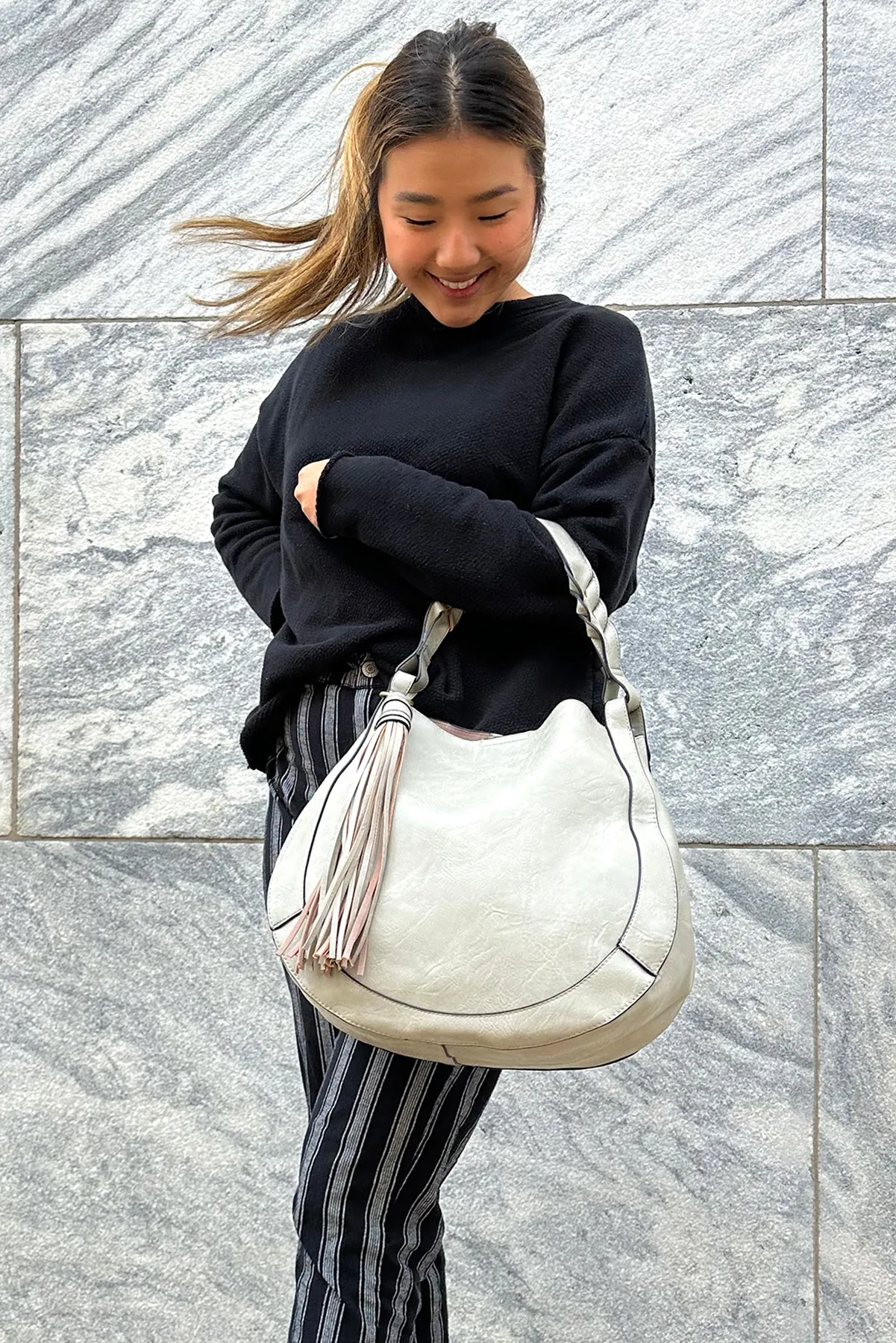Eloise Vegan Large Tassel Hobo sold by Jen & Co. product image thumbnail 4
