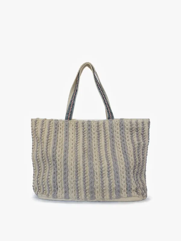 Gray Striped Woven Cotton Tote sold by Jen & Co.