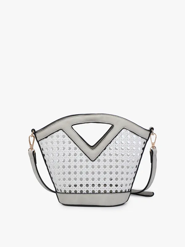 Ashlyn Vegan Rattan Bucket Bag sold by Jen & Co.