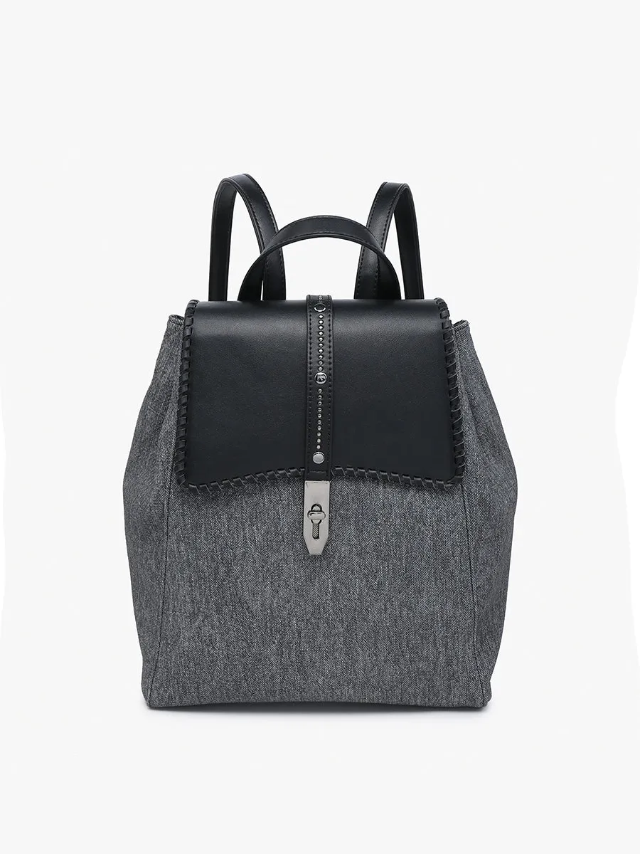 Olive Denim Backpack sold by Jen & Co. product image thumbnail 4