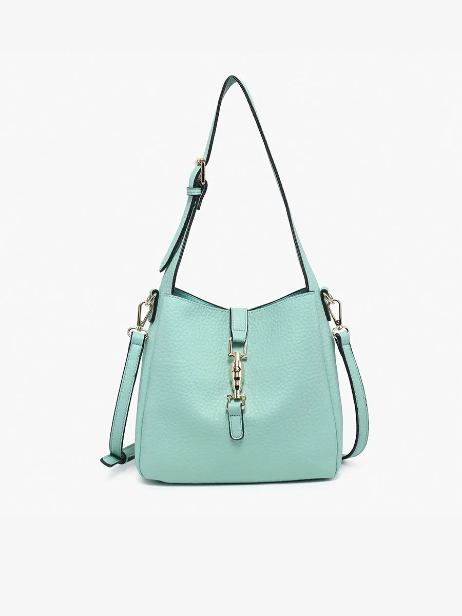 Agnes Vegan Press-Lock Satchel sold by Jen & Co.