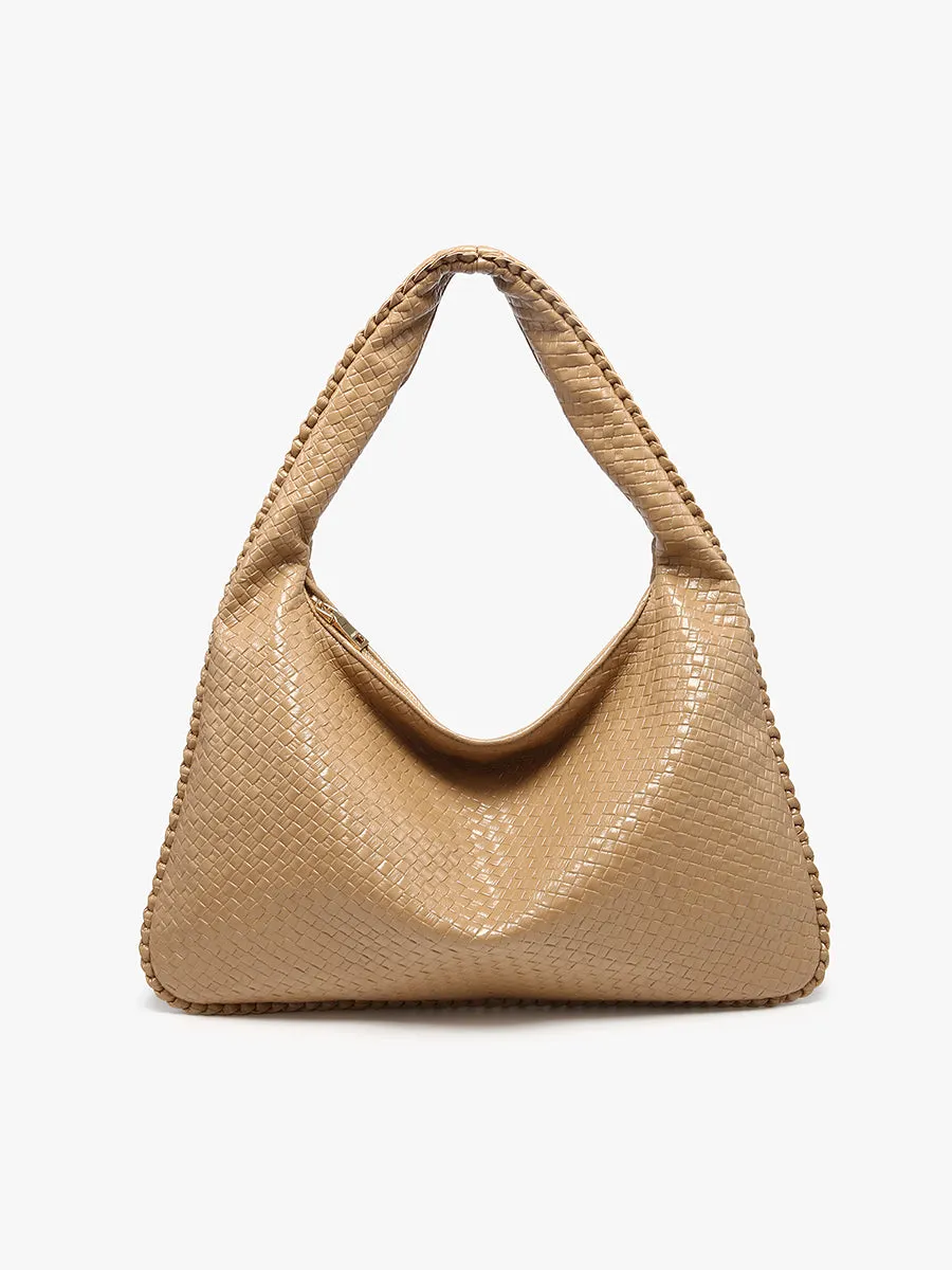 Kehlani Vegan Faux Woven Hobo sold by Jen & Co.