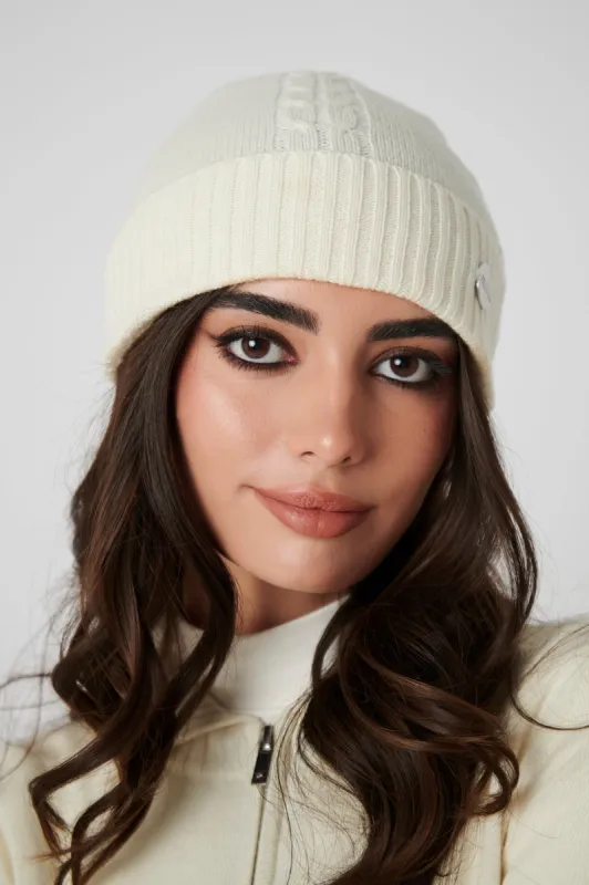 Cashmere Cable Beanie - Cream sold by My Sunday Ski
