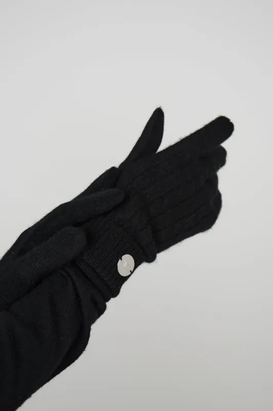 Cashmere Cable Gloves - Black sold by My Sunday Ski