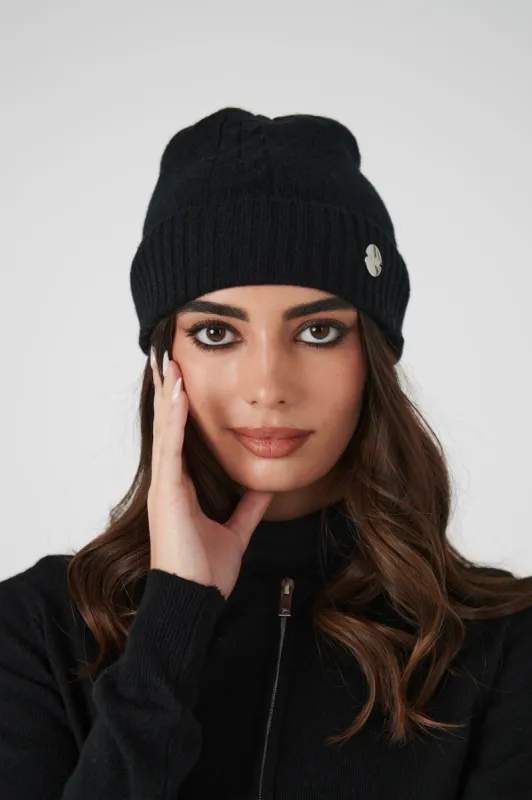 Cashmere Cable Beanie - Black sold by My Sunday Ski