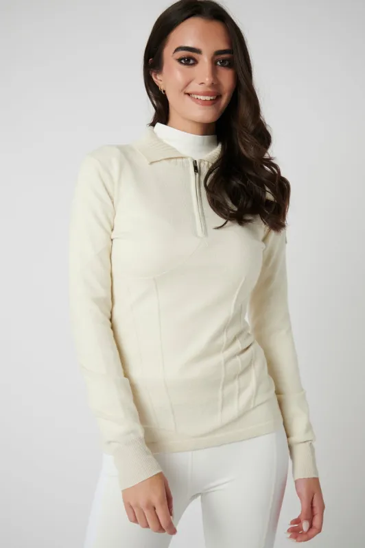 Contour Merino Mid Layer Top - Cream sold by My Sunday Ski