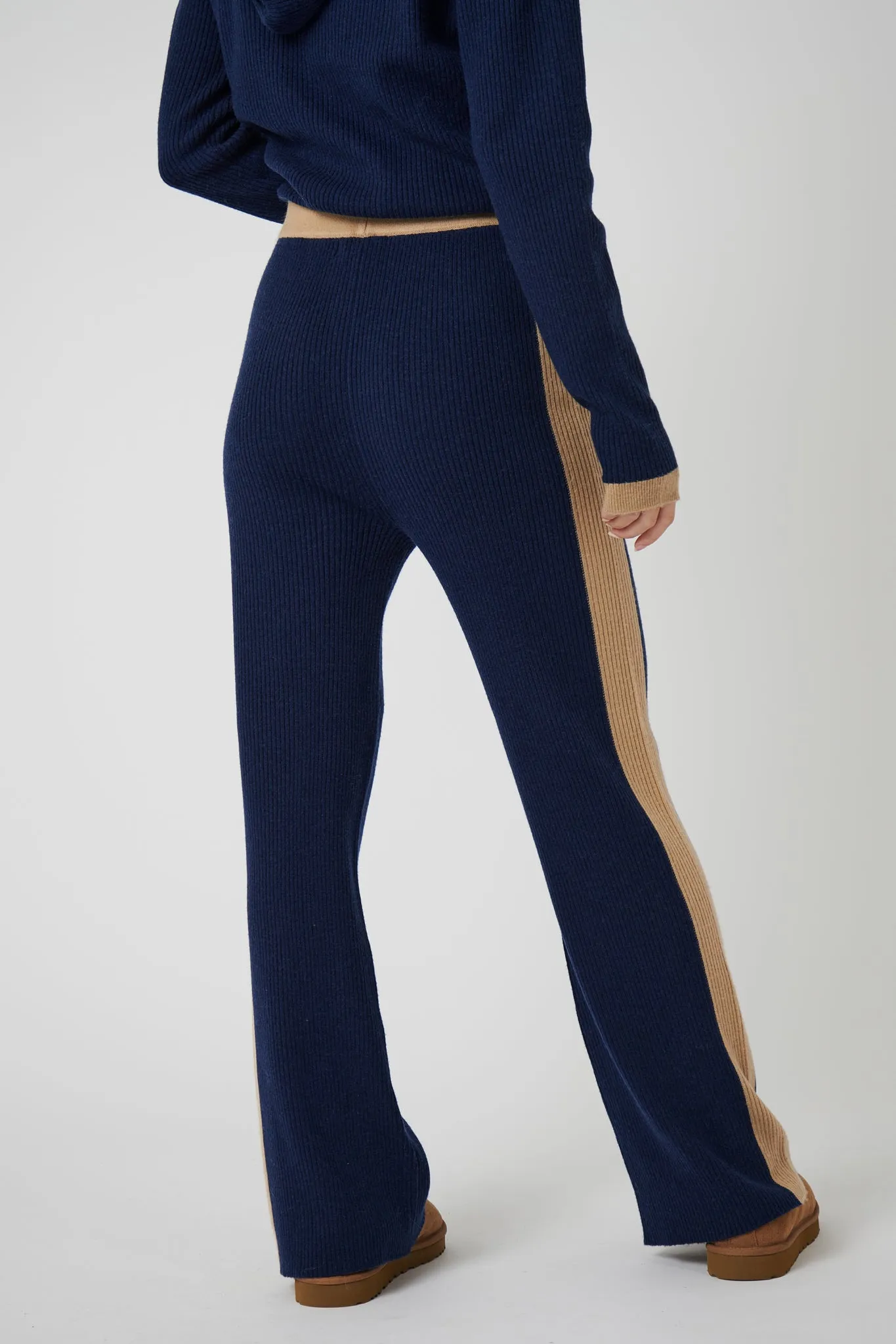 Wide Leg Cashmere Pants - Navy / Camel sold by My Sunday Ski product image thumbnail 3