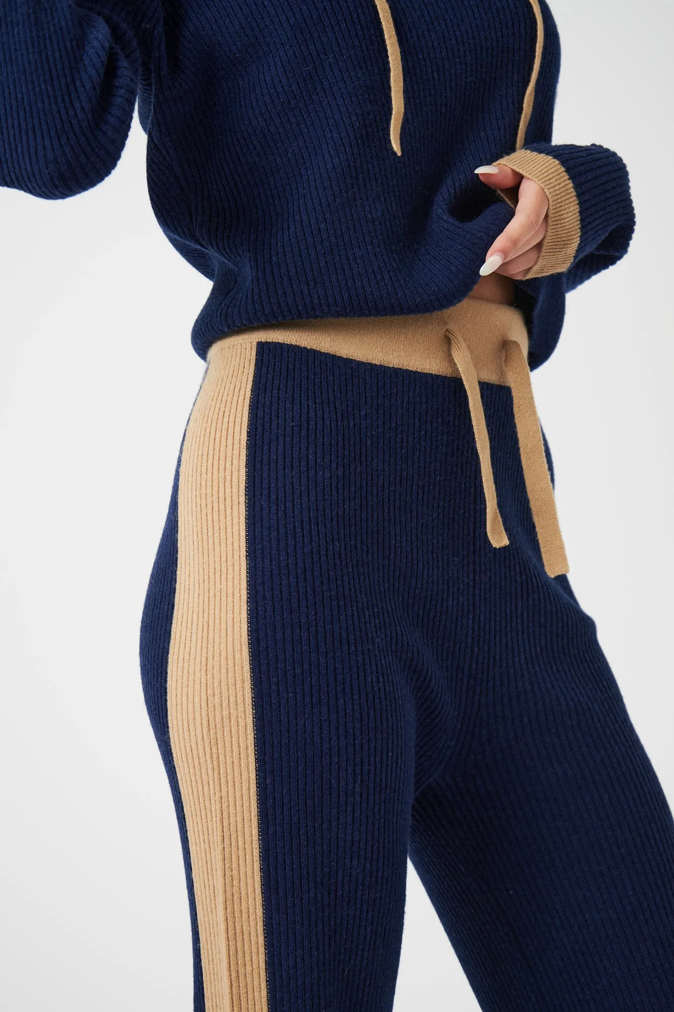 Wide Leg Cashmere Pants - Navy / Camel sold by My Sunday Ski product image thumbnail 5